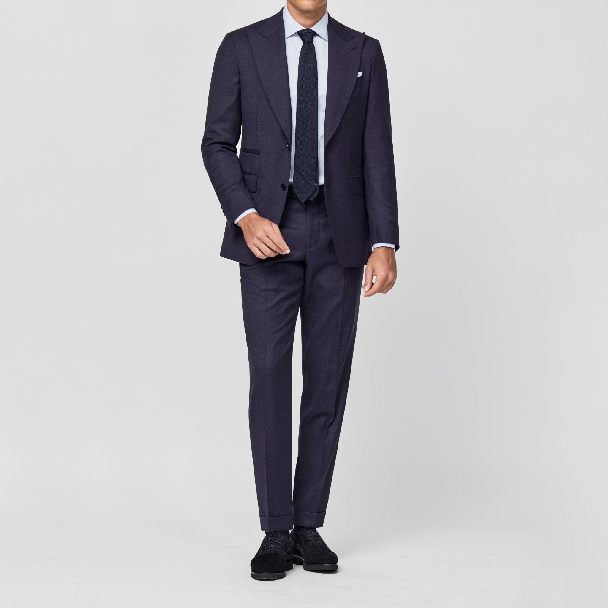 6053 aubergine wool glencheck fabric made in Italy by Loro Piana - cordes - sons.com