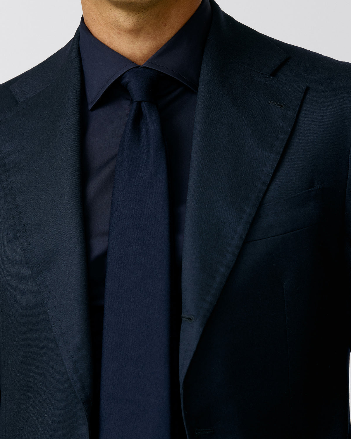 FLN016 midnight blue natural stretch S120 wool flannel tie - cordes-sons.com
