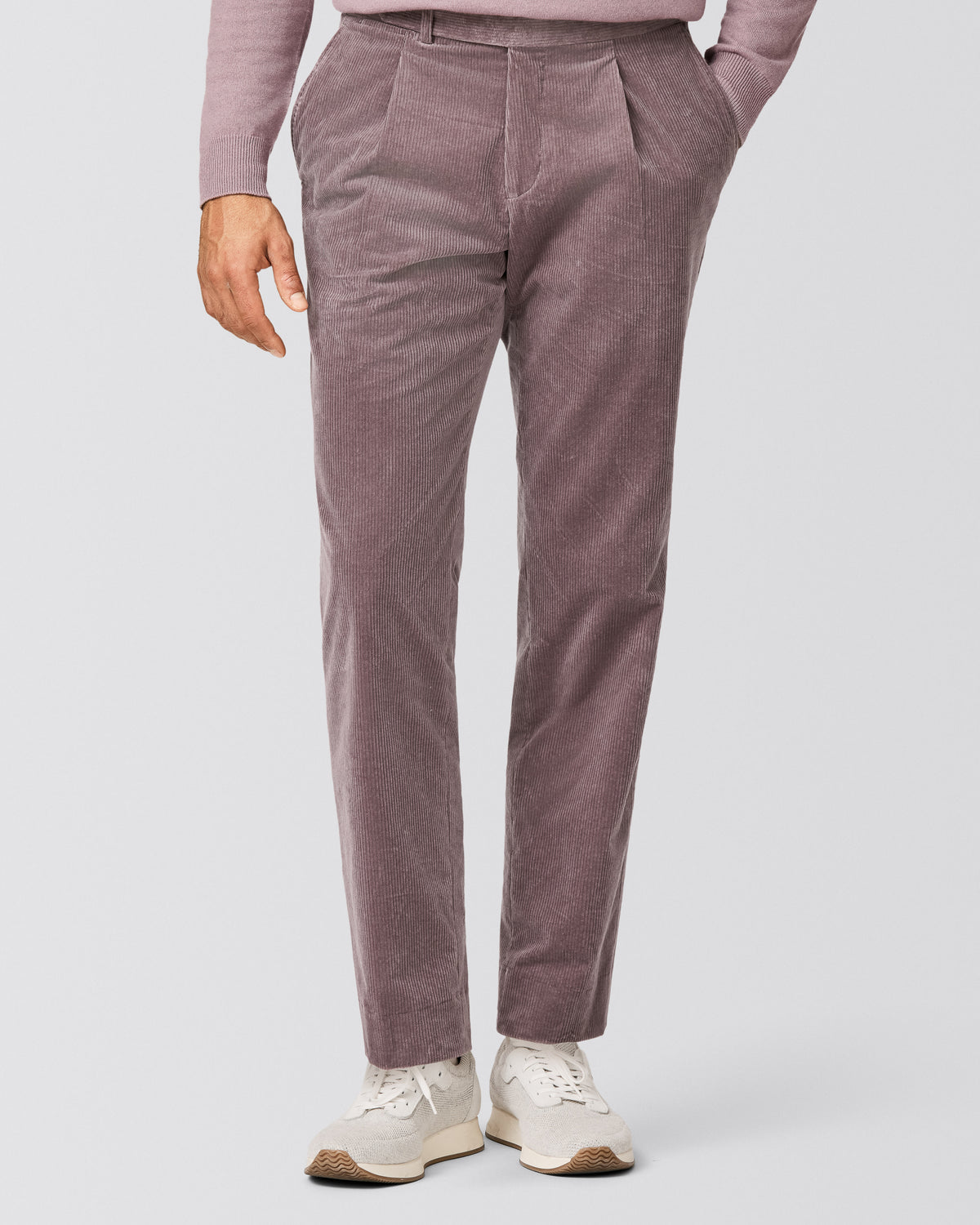 6097 mauve stretch cotton corduroy trousers - cordes-sons.com