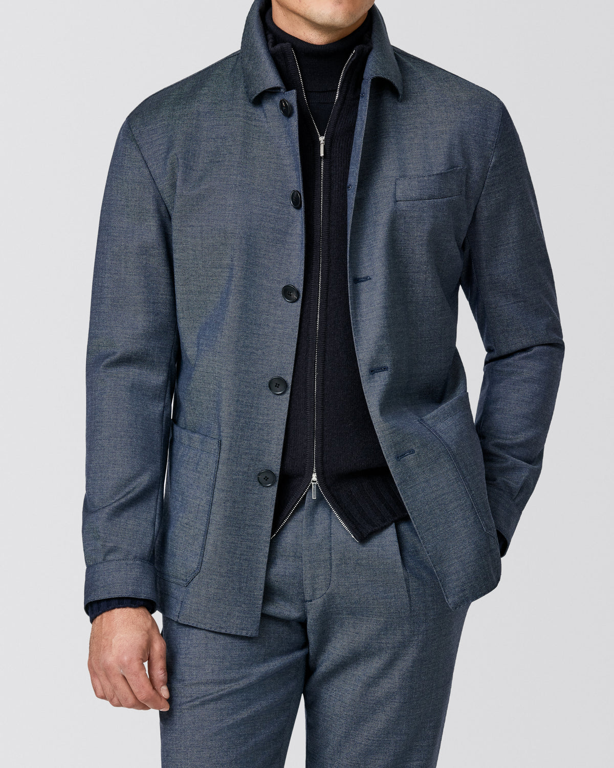 6102 indigo blue stretch wool twill jacket - cordes-sons.com