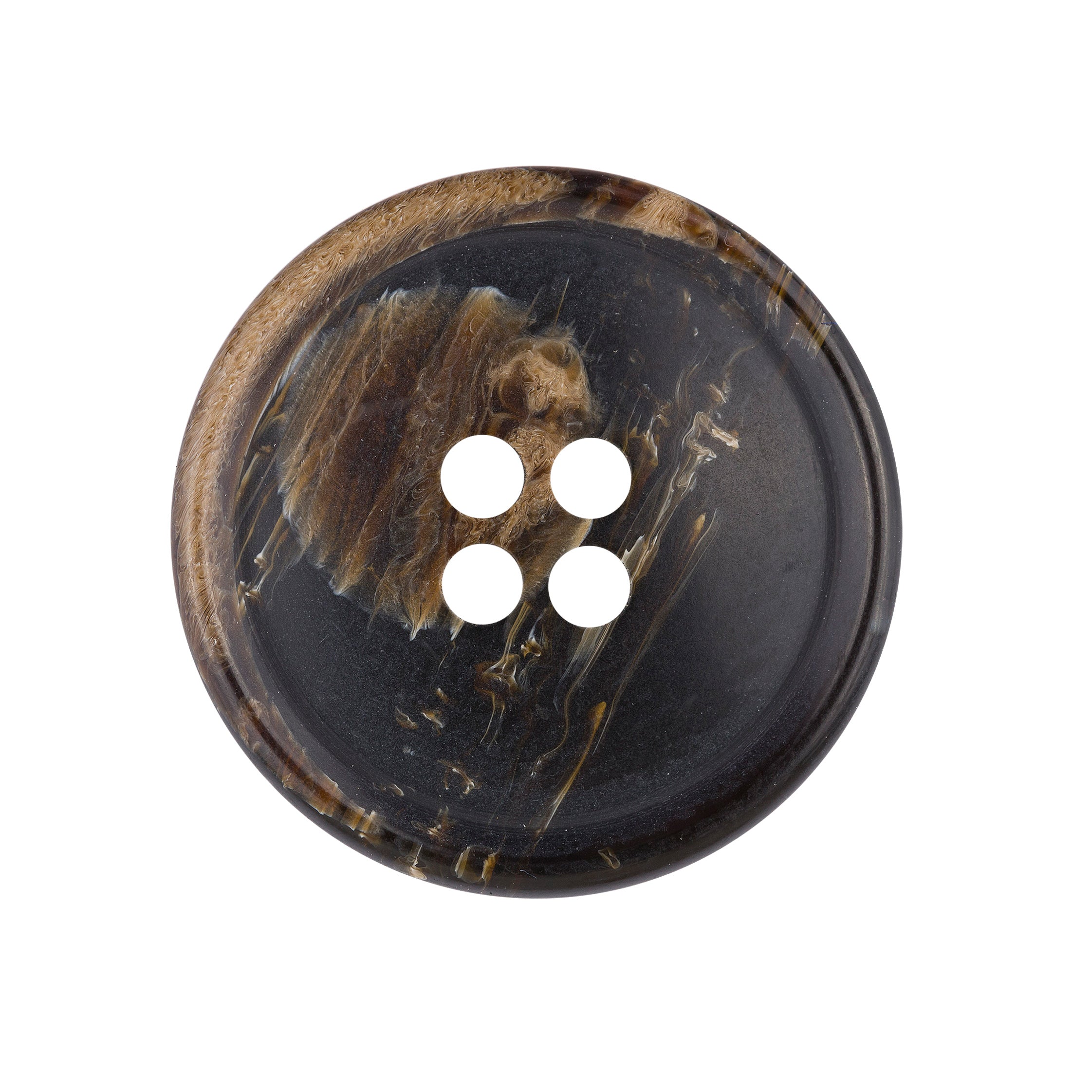 Suit Button 35 mixed brown mock horn with contrast rim