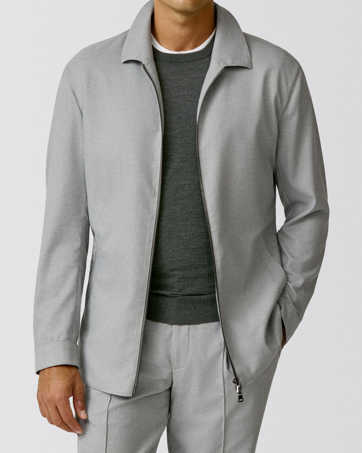 ASF047 light grey stretch wool blend twill jacket - cordes-sons.com