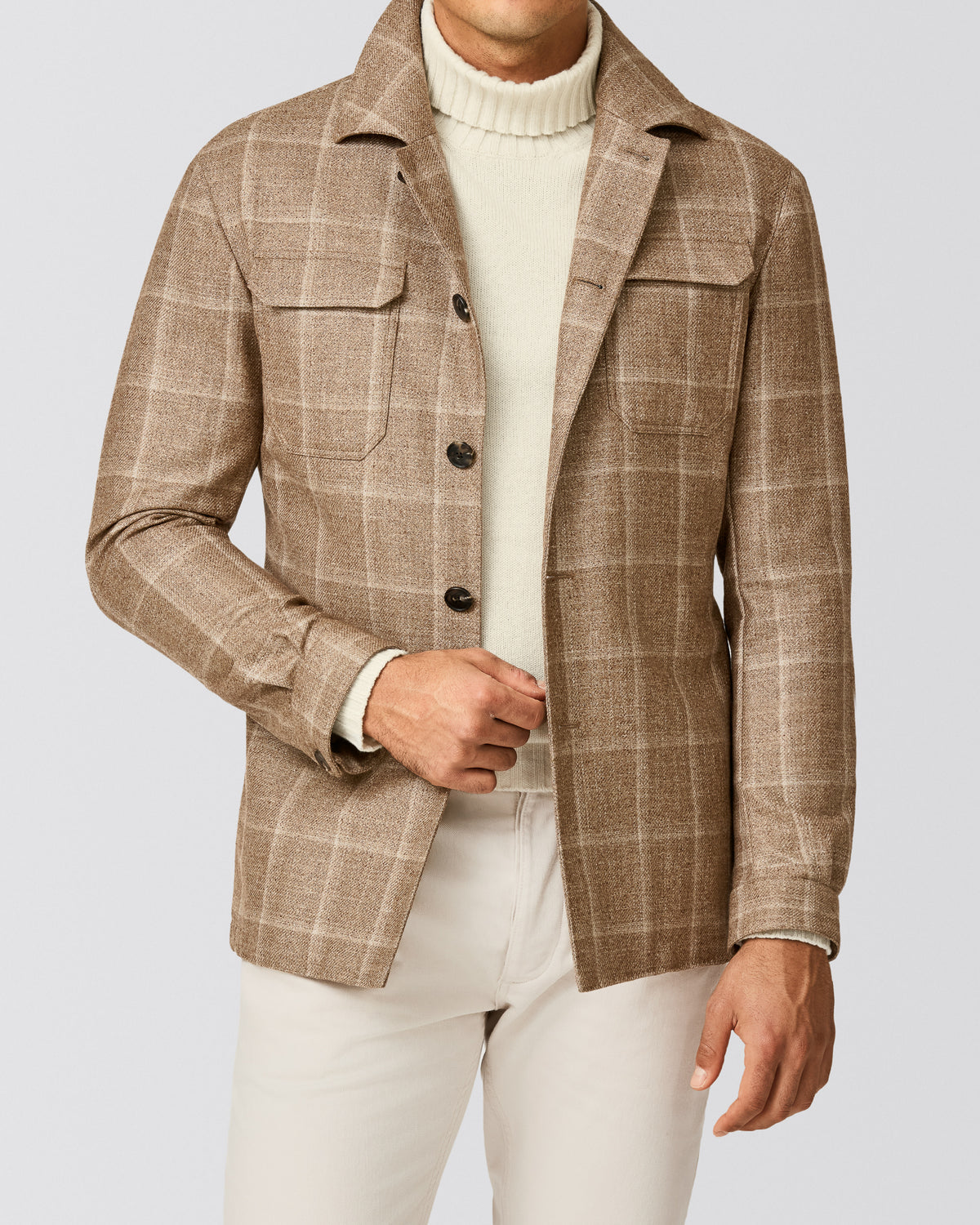 9220 light amber wool-silk-linen sharkskin with sand windowpane jacket - cordes-sons.com