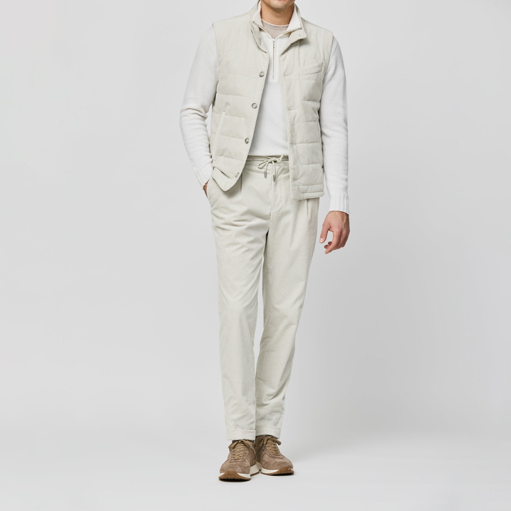 6020 bone - greige wool - cashmere plain weave fabric by Carlo Barbera - cordes - sons.com