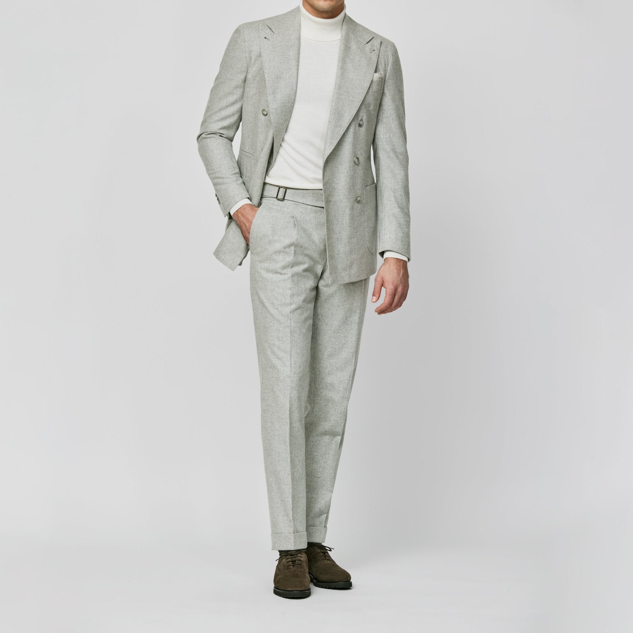 6021 grey wool cashmere houndstooth by Carlo Barbera - cordes - sons.com