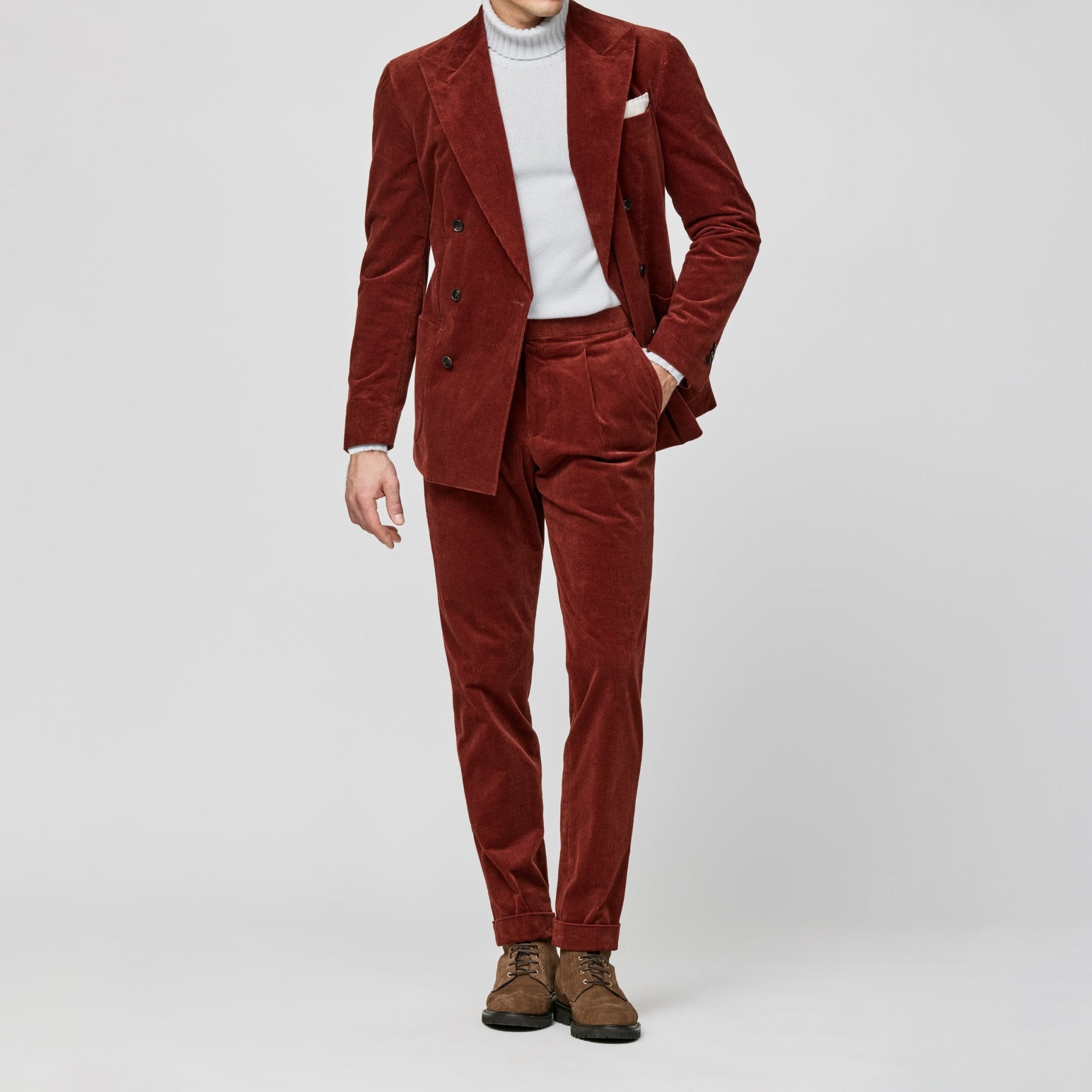 6033 rust - orange stretch cotton corduroy fabric by Pontoglio - cordes - sons.com