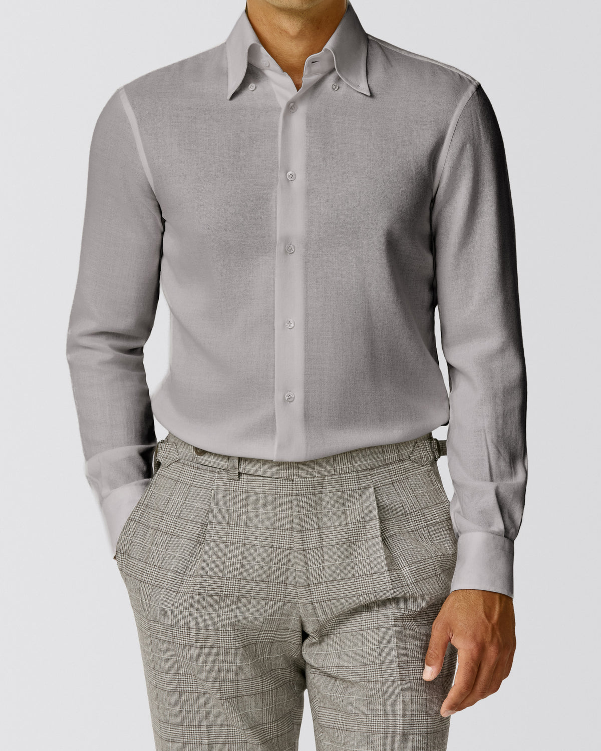 SH00377 Custom Shirt - sand mouliné modal-wool - cordes-sons.com