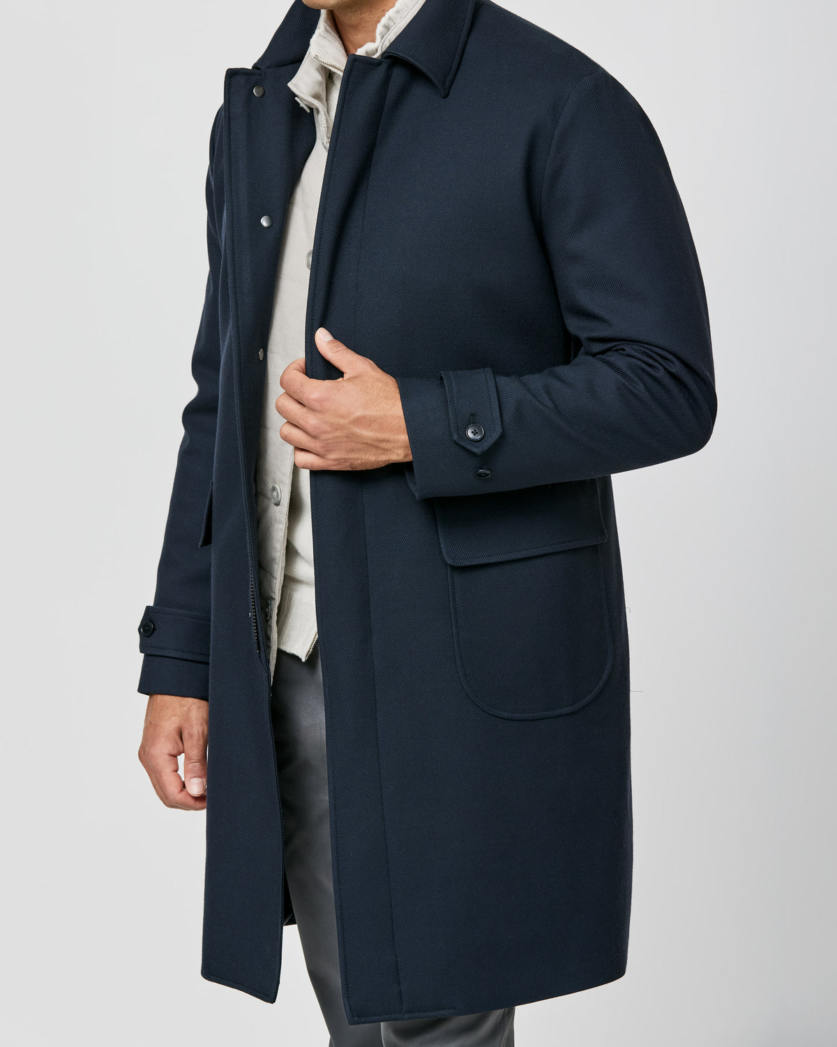 OC0106 dark blue storm system high-tenacity wool structured twill coat - cordes-sons.com