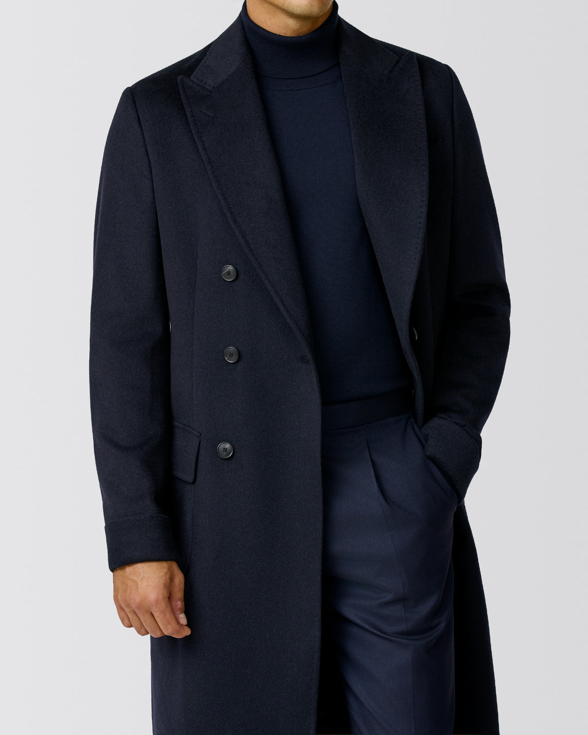 OC0107 dark blue brushed camel twill coat - cordes-sons.com