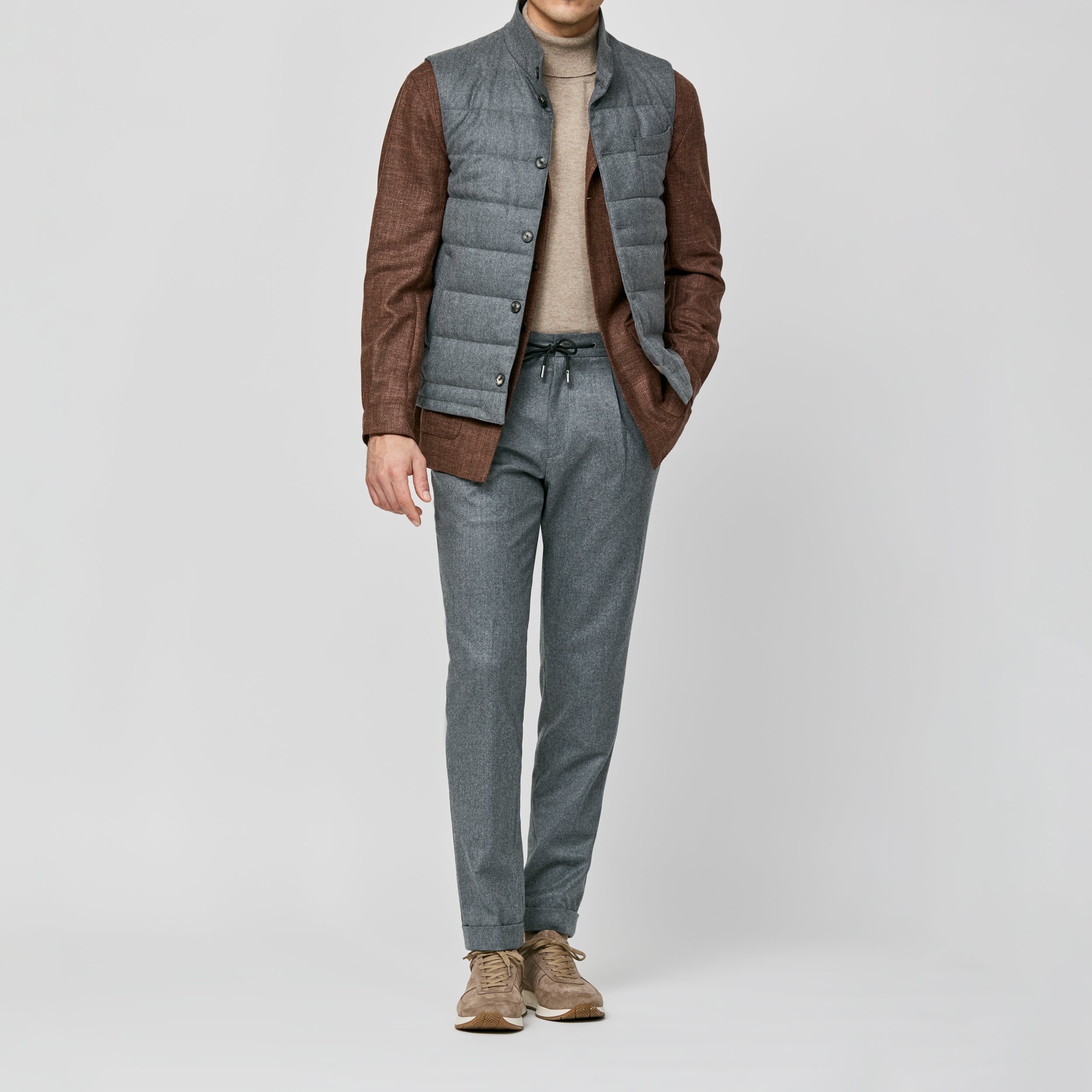 9161 rust brown wool-silk-linen herringbone faabric by drago