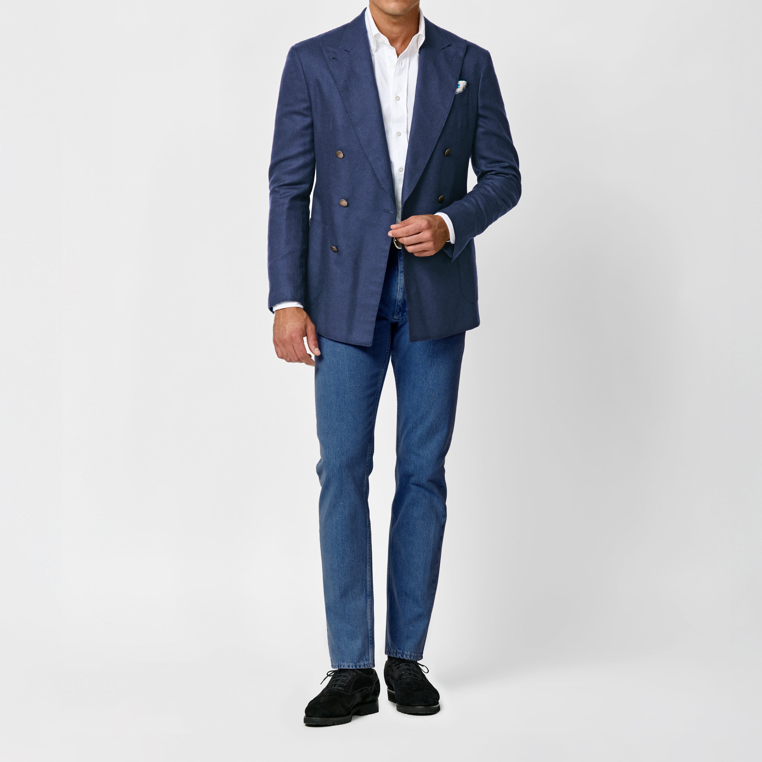 9166 dark blue wool-silk-linen subtle herringbone