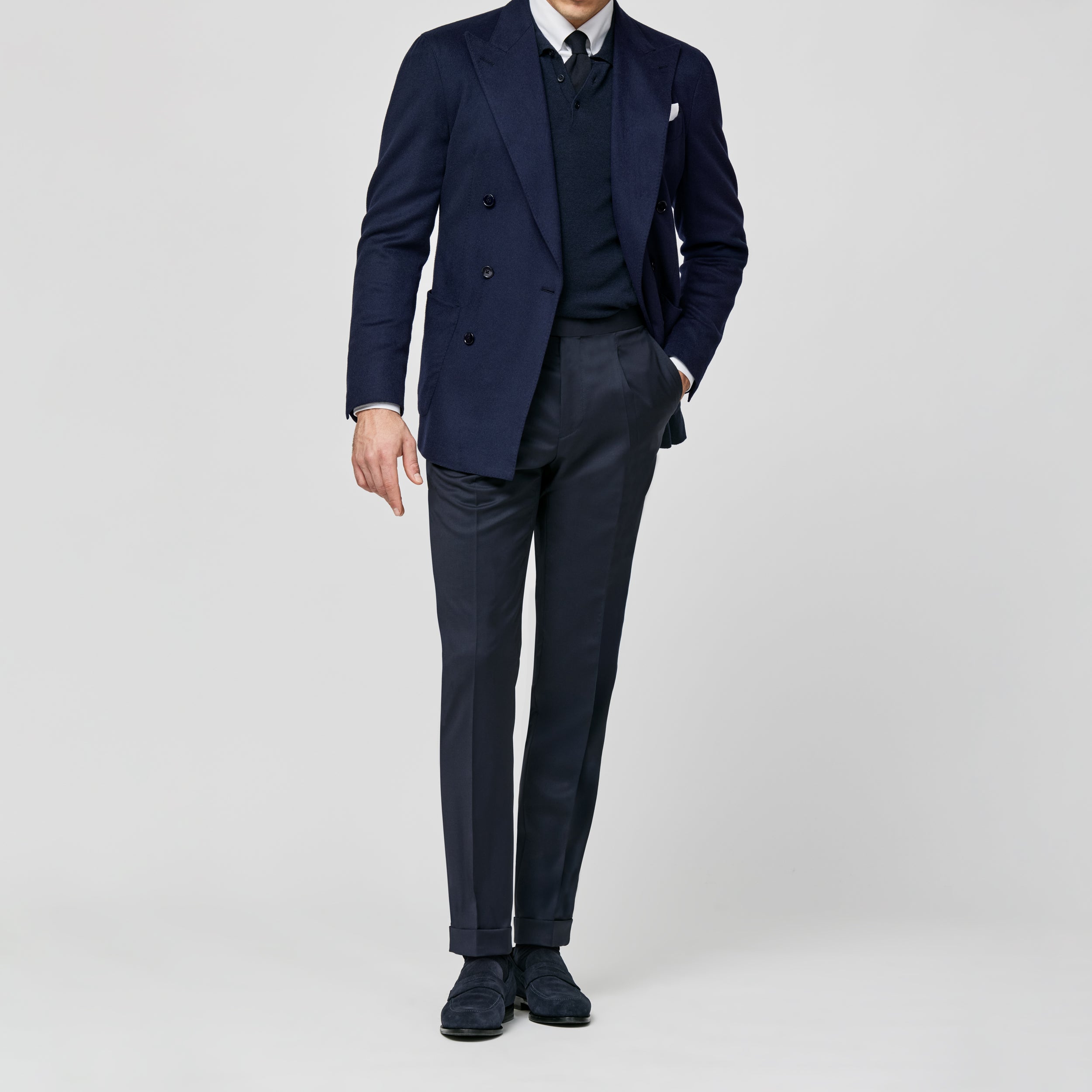 9171 midnight blue brushed camel plain weave fabric made in Italy by Loro Piana