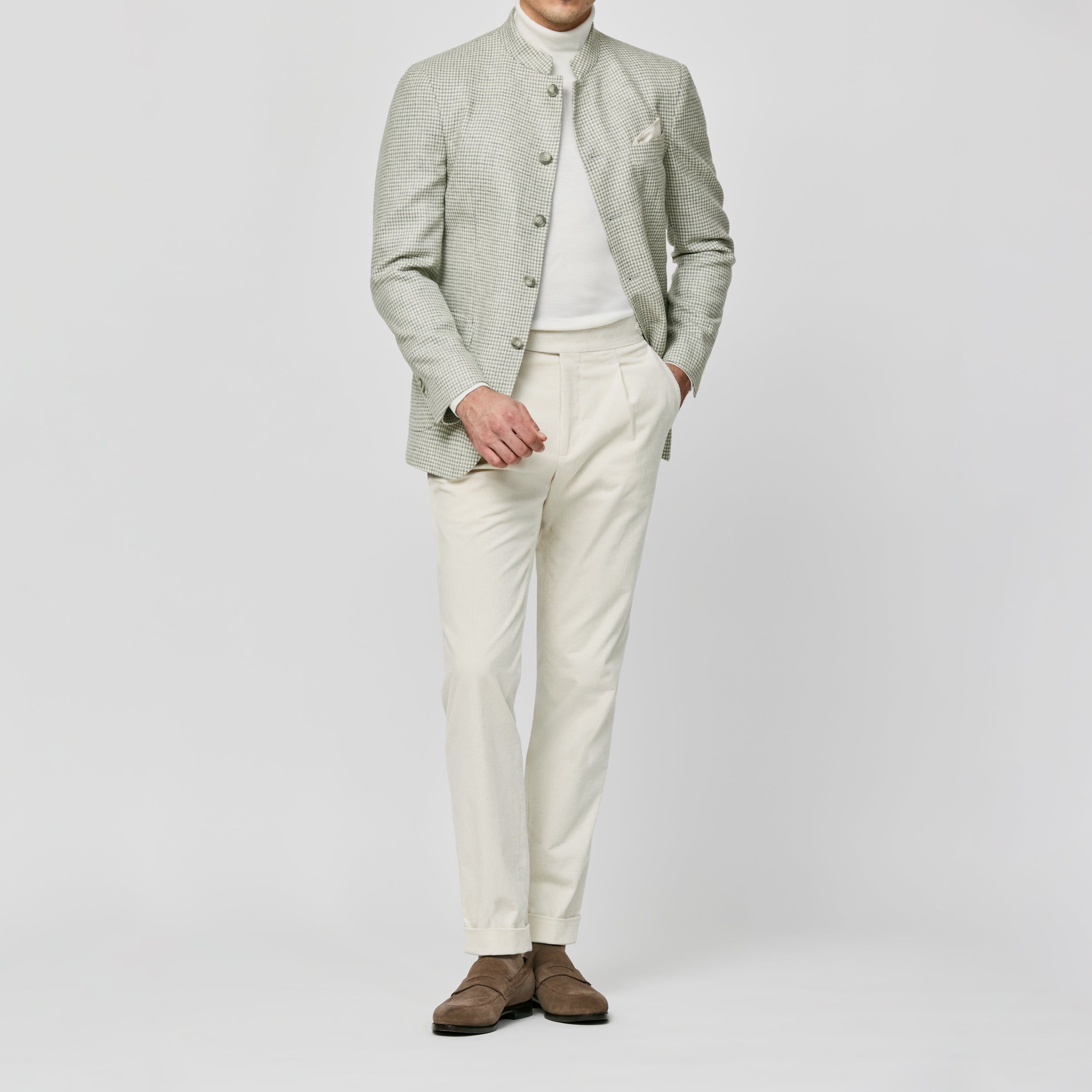 9173 smoke grey wool-cashmere houndstooth fabric by E. Thomas