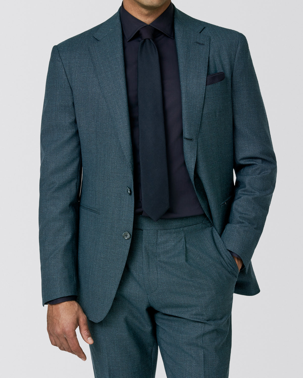 6105 petrol-midnight blue natural stretch wool micro-effect jacket - cordes-sons.com