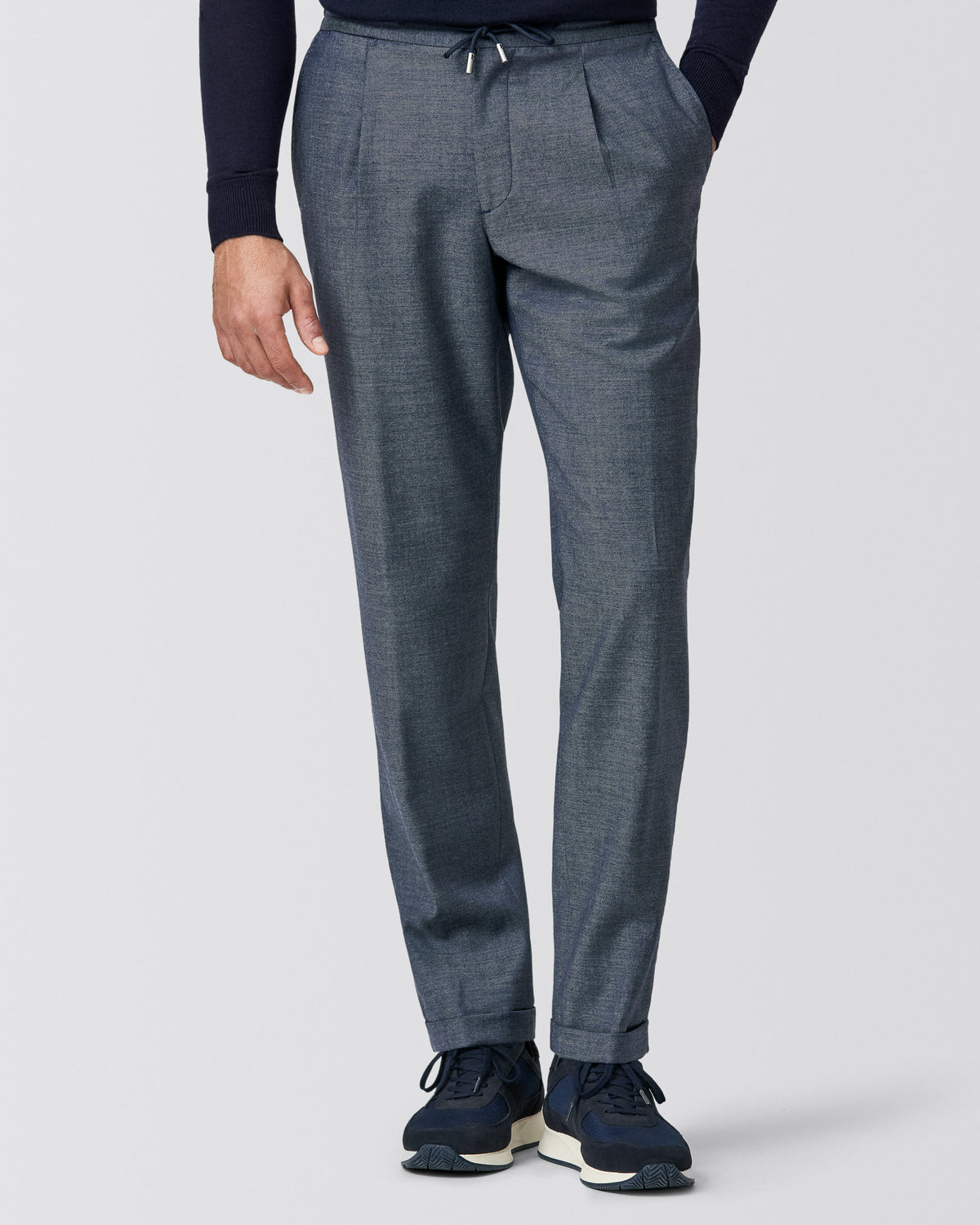 6102 indigo blue stretch wool twill trousers - cordes-sons.com