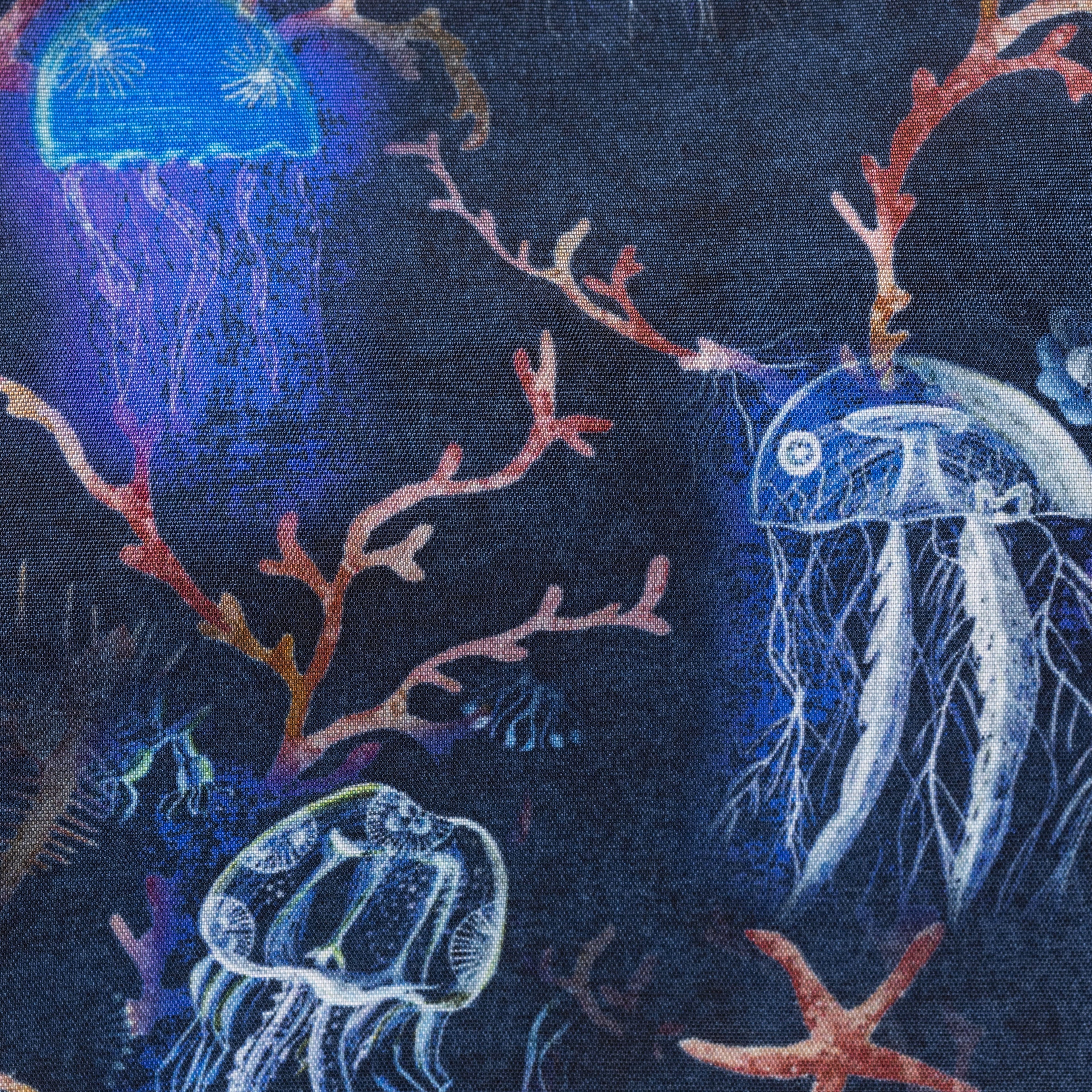 474 midnight blue with deep sea jellyfish and coral