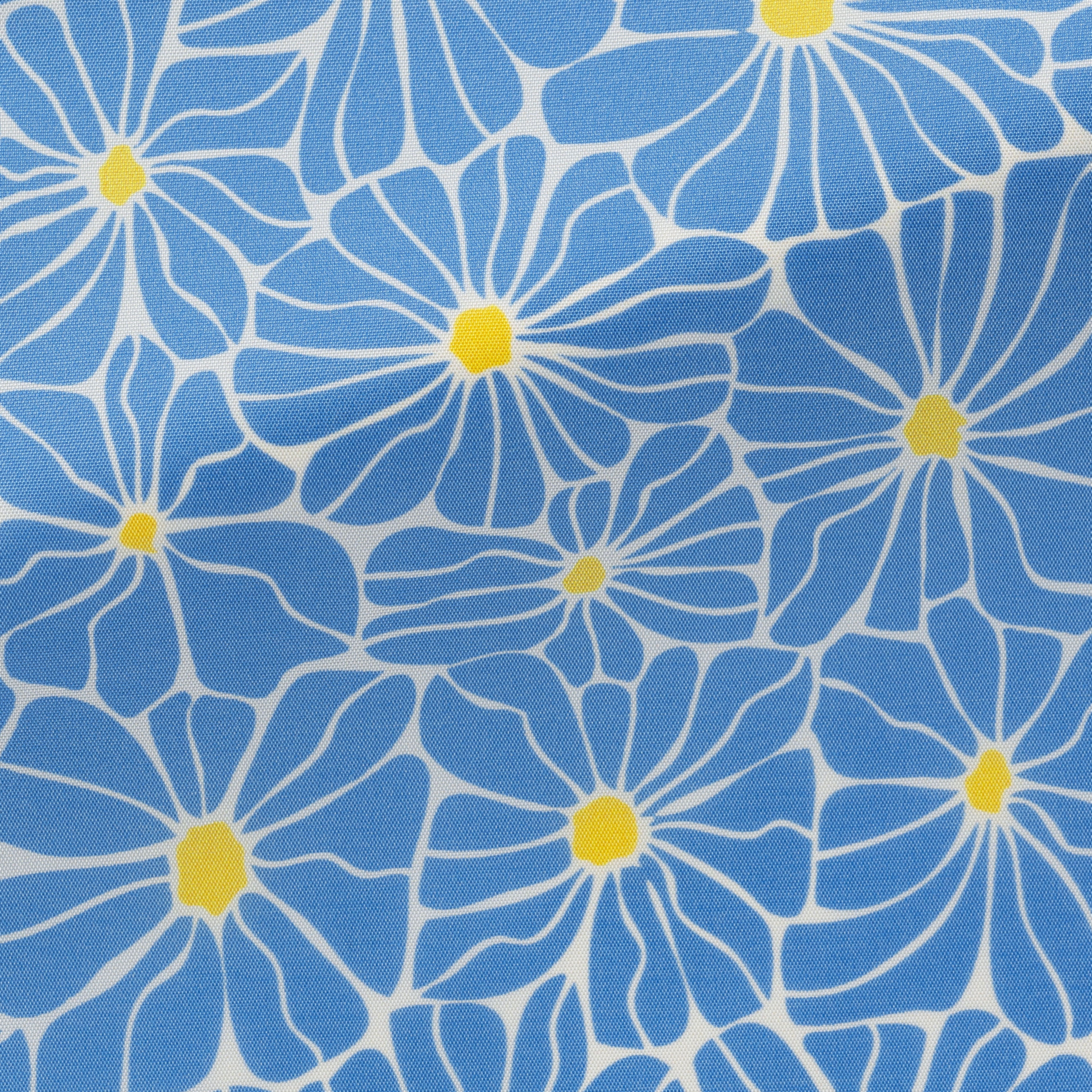 487 white with sky blue abstract retro daisies
