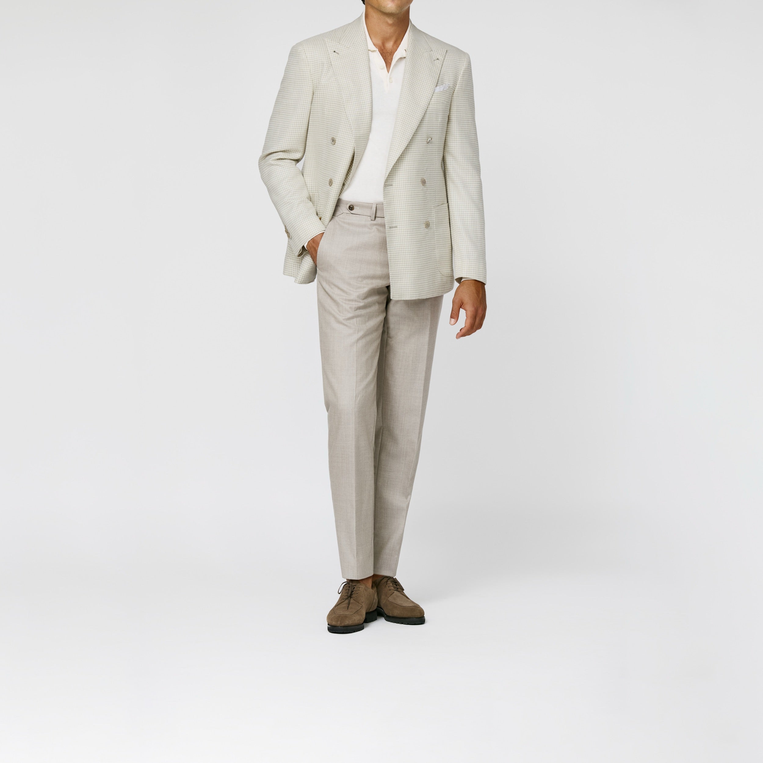 9178 ivory-ecru- wool-silk-linen houndstooth