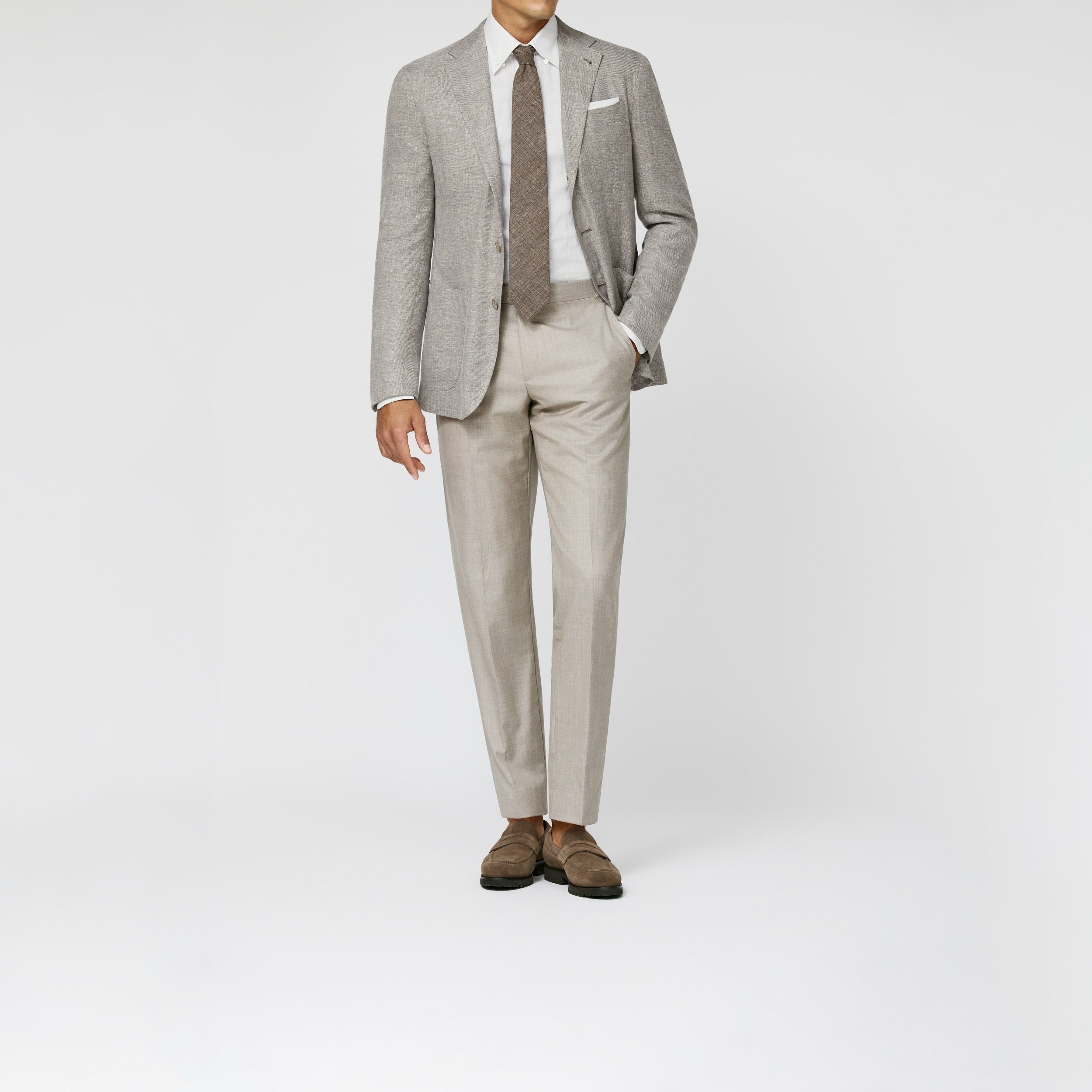 9183 l.taupe melange stretch linen wool-silk twill