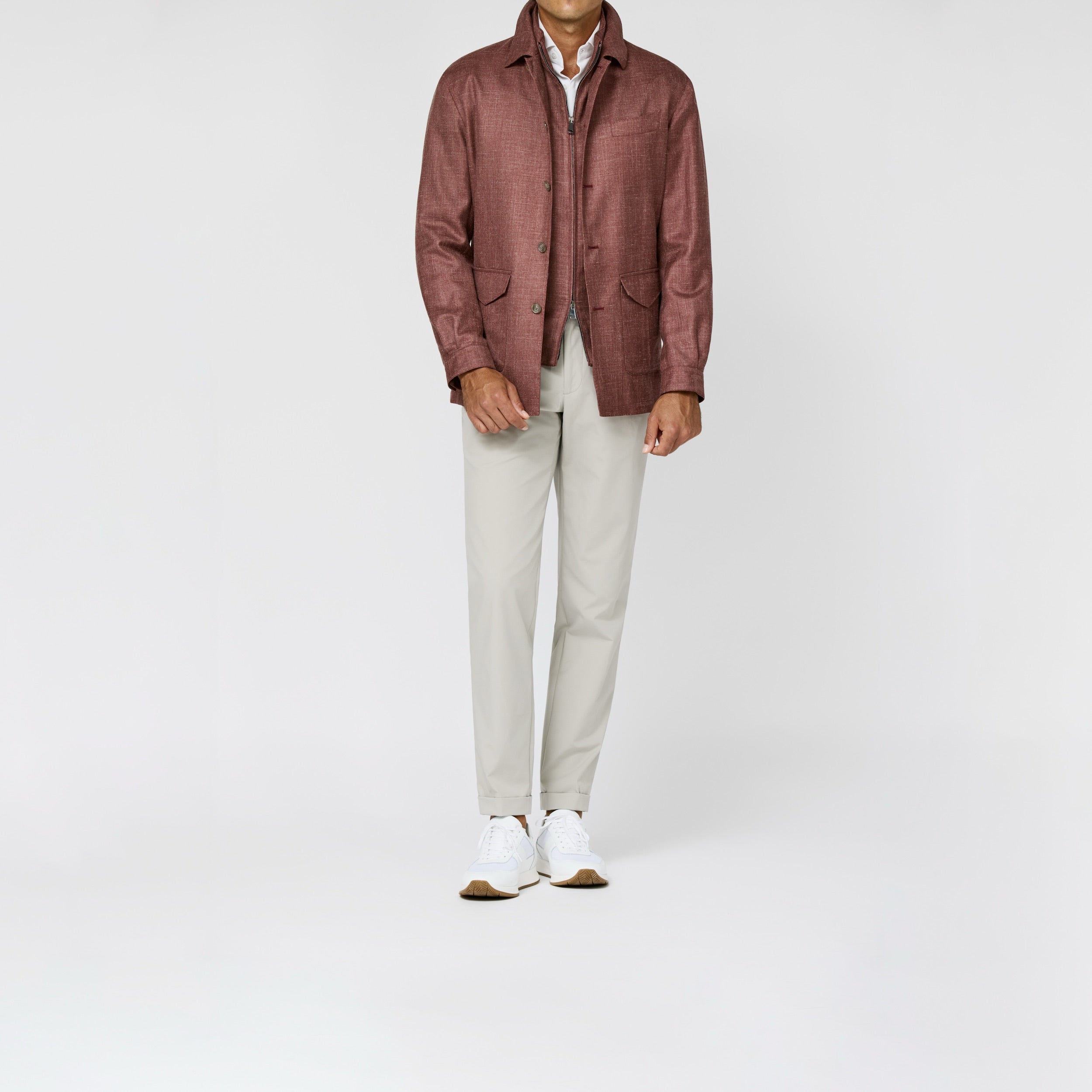 9189 dusty red melange wool-silk-llinen twill