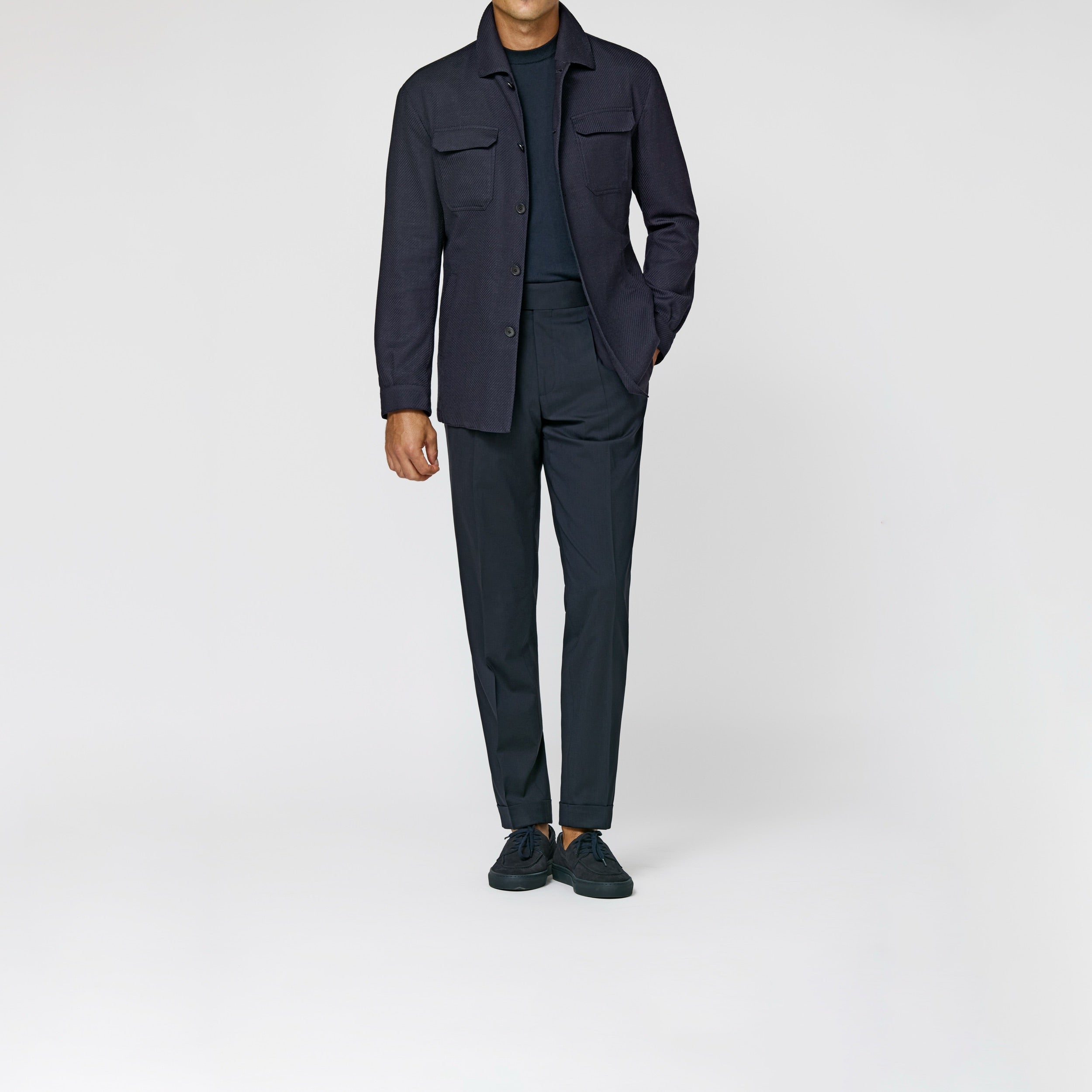 9203 Loro Piana midnight blue sttretch wool-silk-linen basetweave