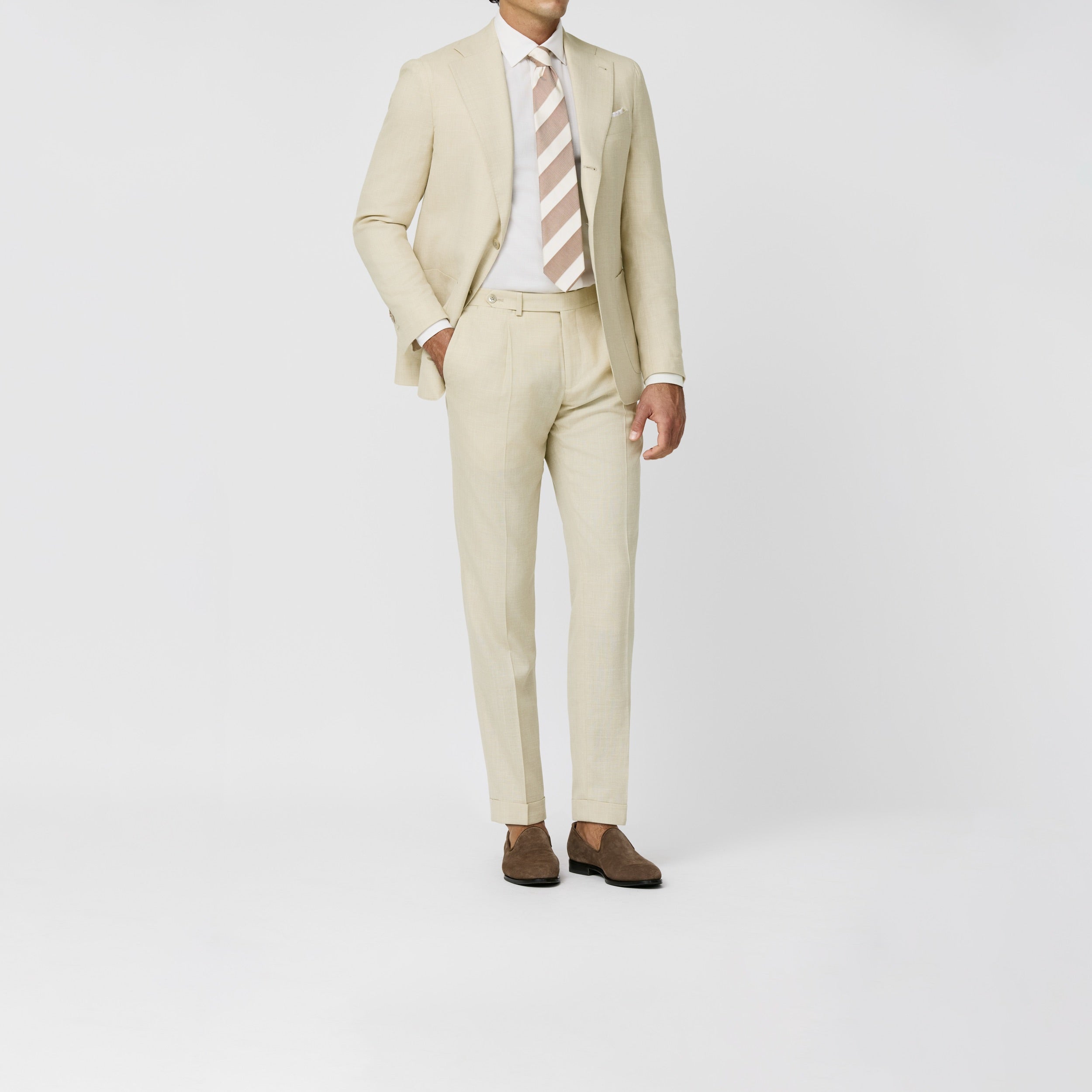 6055 Loro Piana ecru melange wool-silk-linen