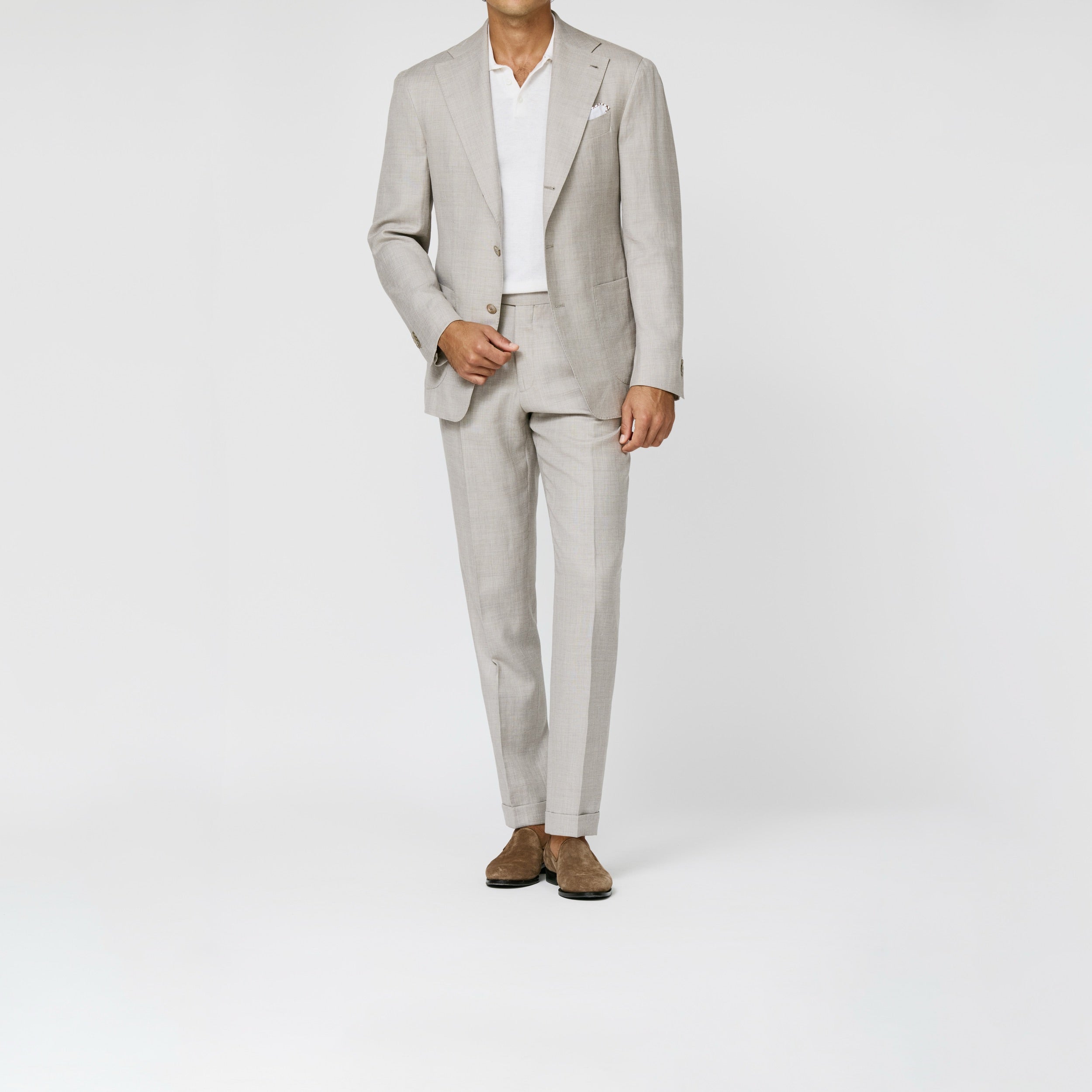 6058 Loro Piana bone-melange linen- wool-silk sharkskin