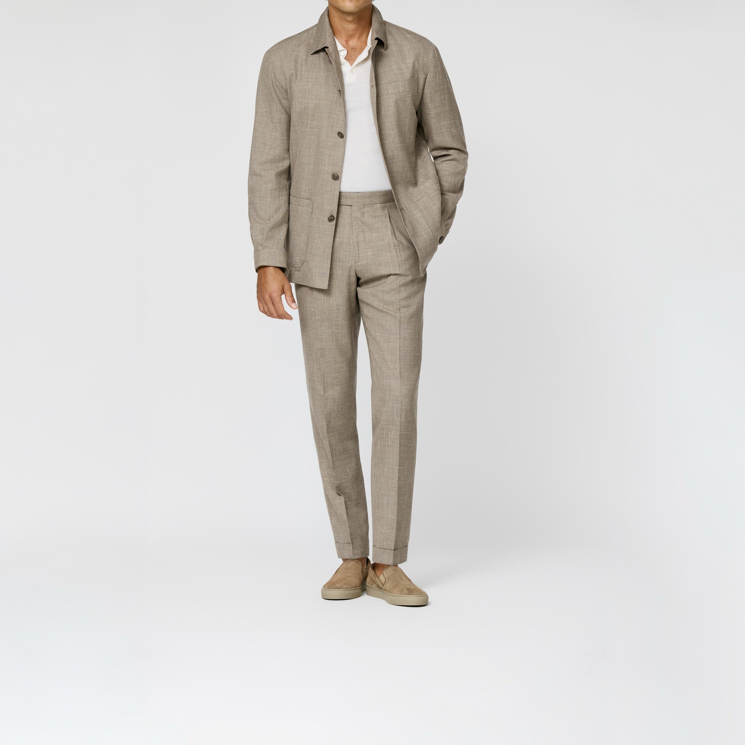 6060 Loro Piana taupe melange wool-silk-linen tropical