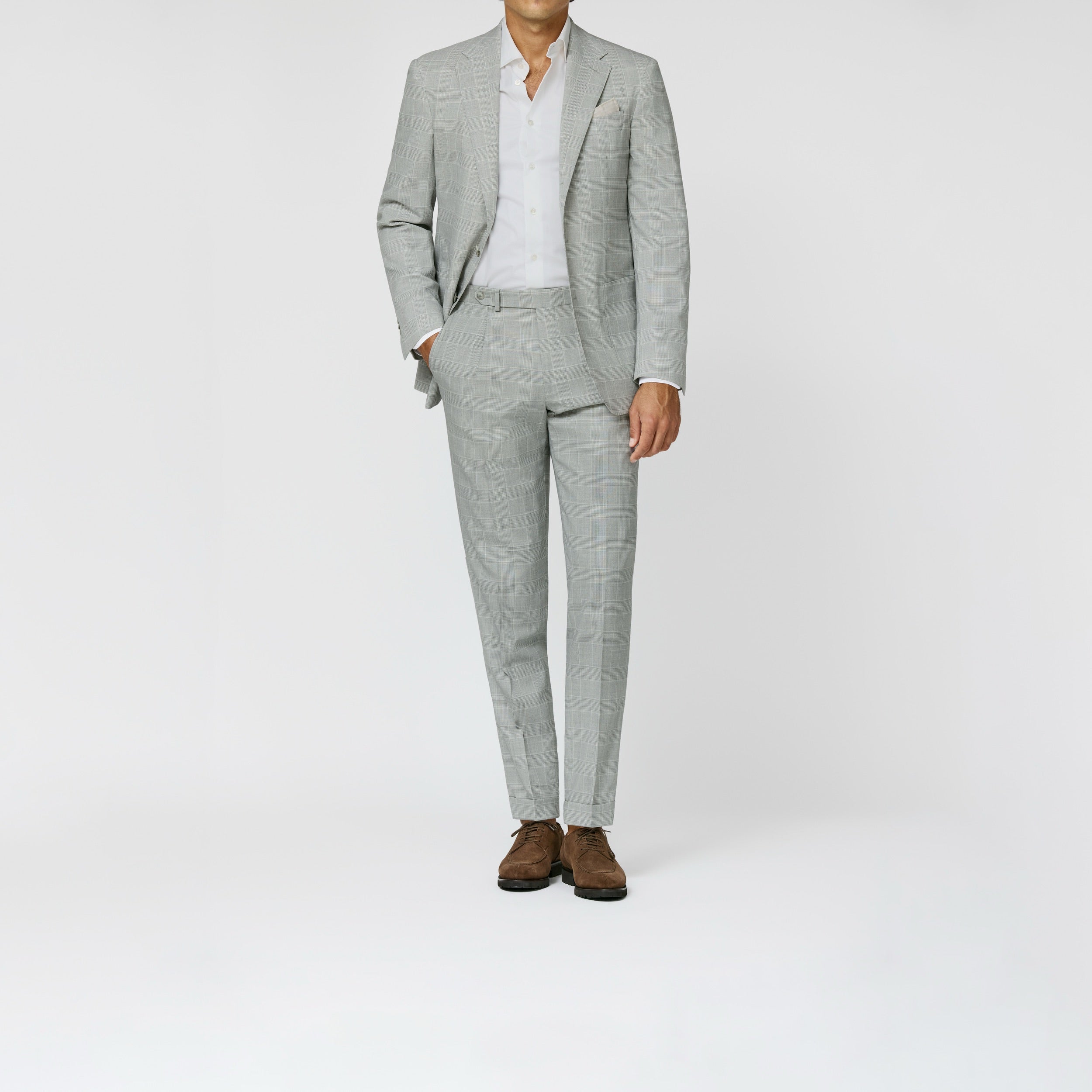 6064 l.grey-storm grey tropical natural stretch wool glencheck