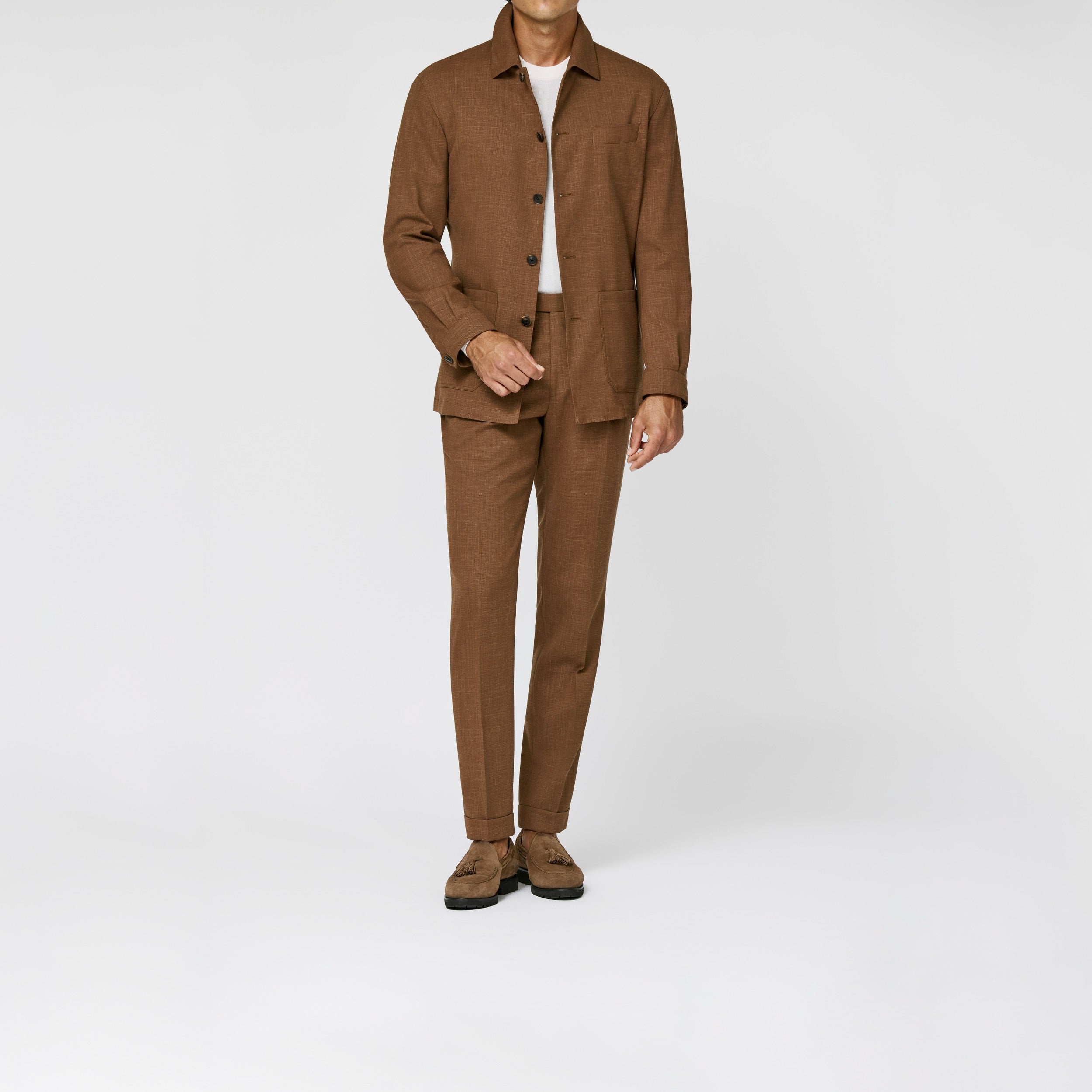 6069 ginger stretch wool-linen blend tropical