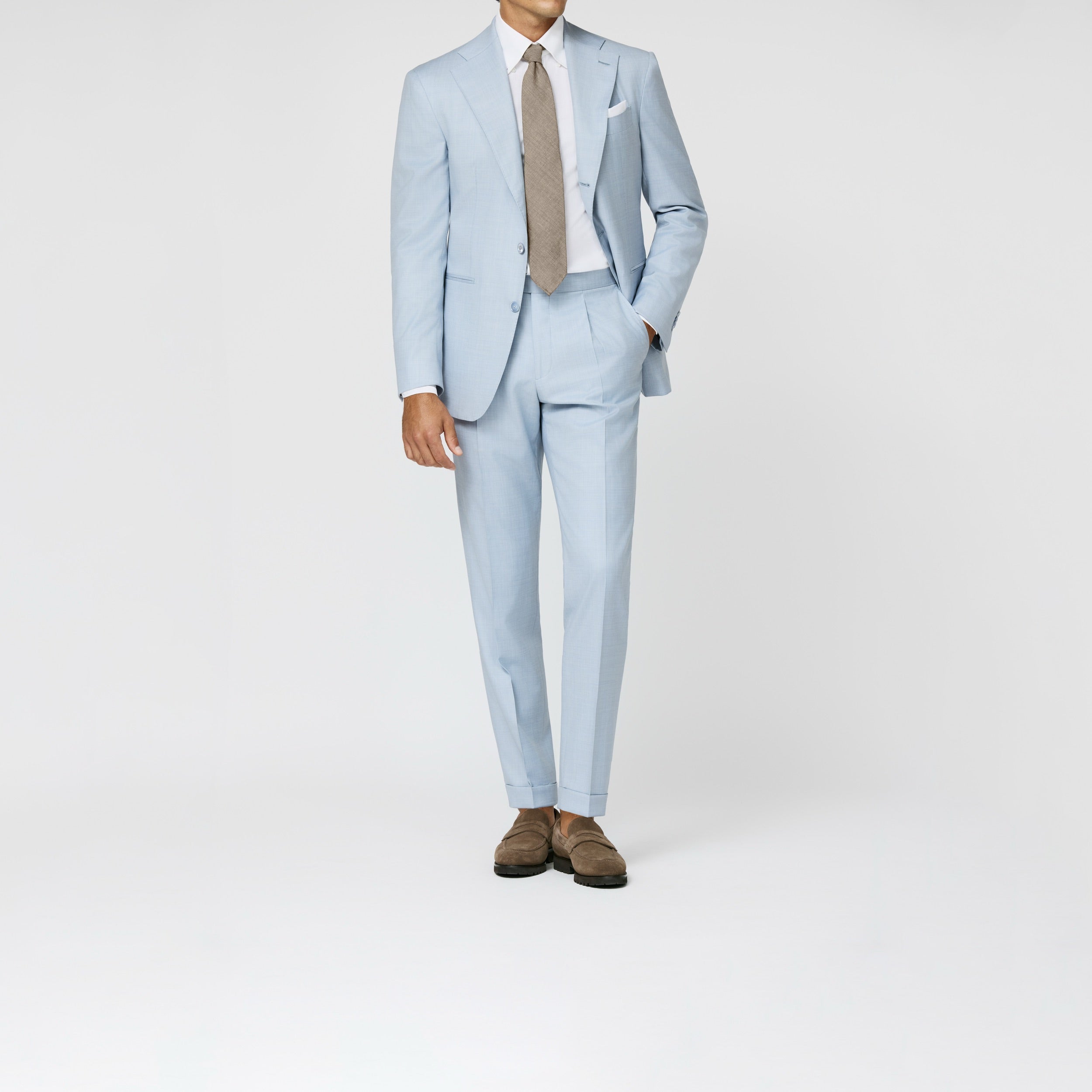 6075 Loro Piana l.blue stretch tropical wool plain weave