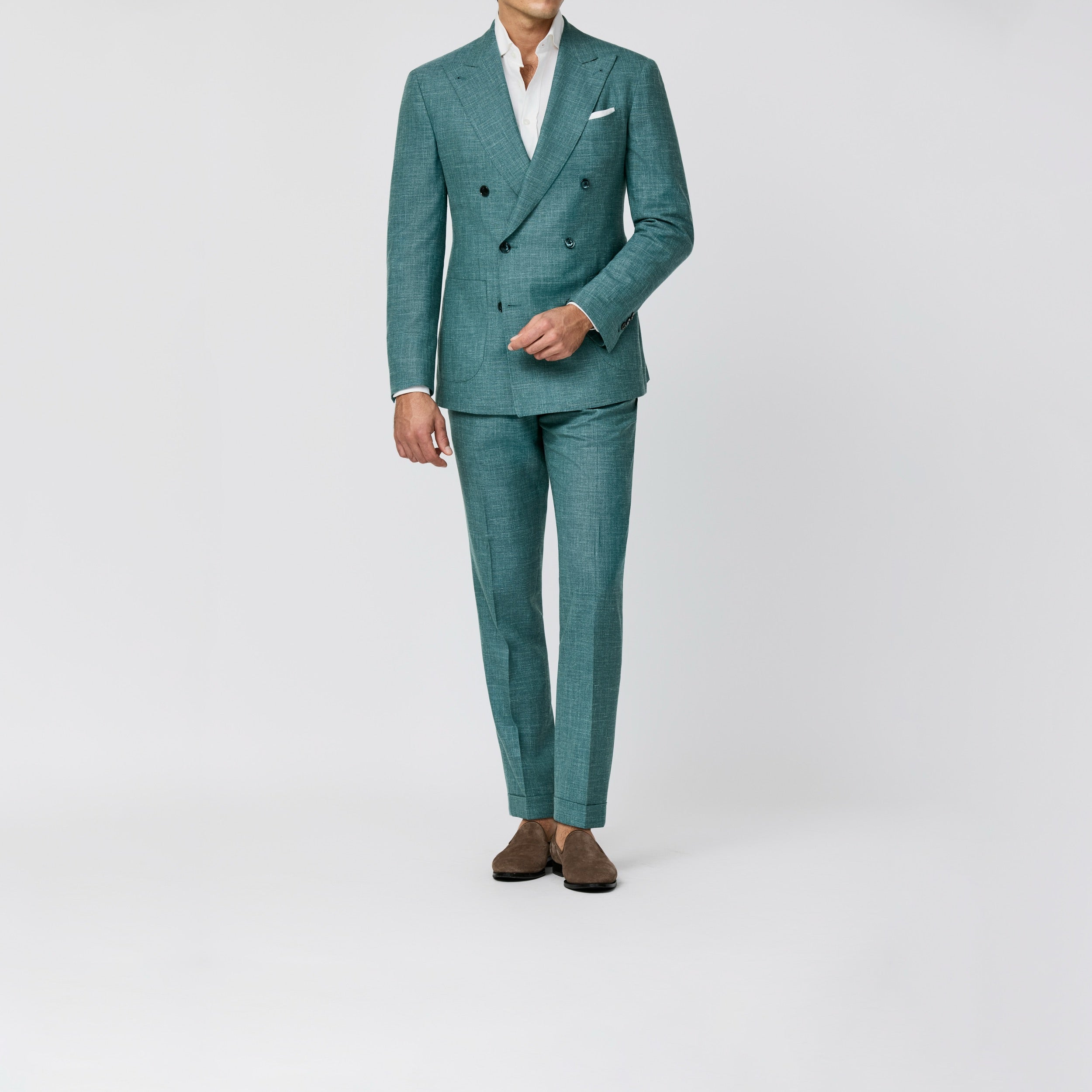 6081 Loro Piana l. teal blue wool-silk-linen tropical
