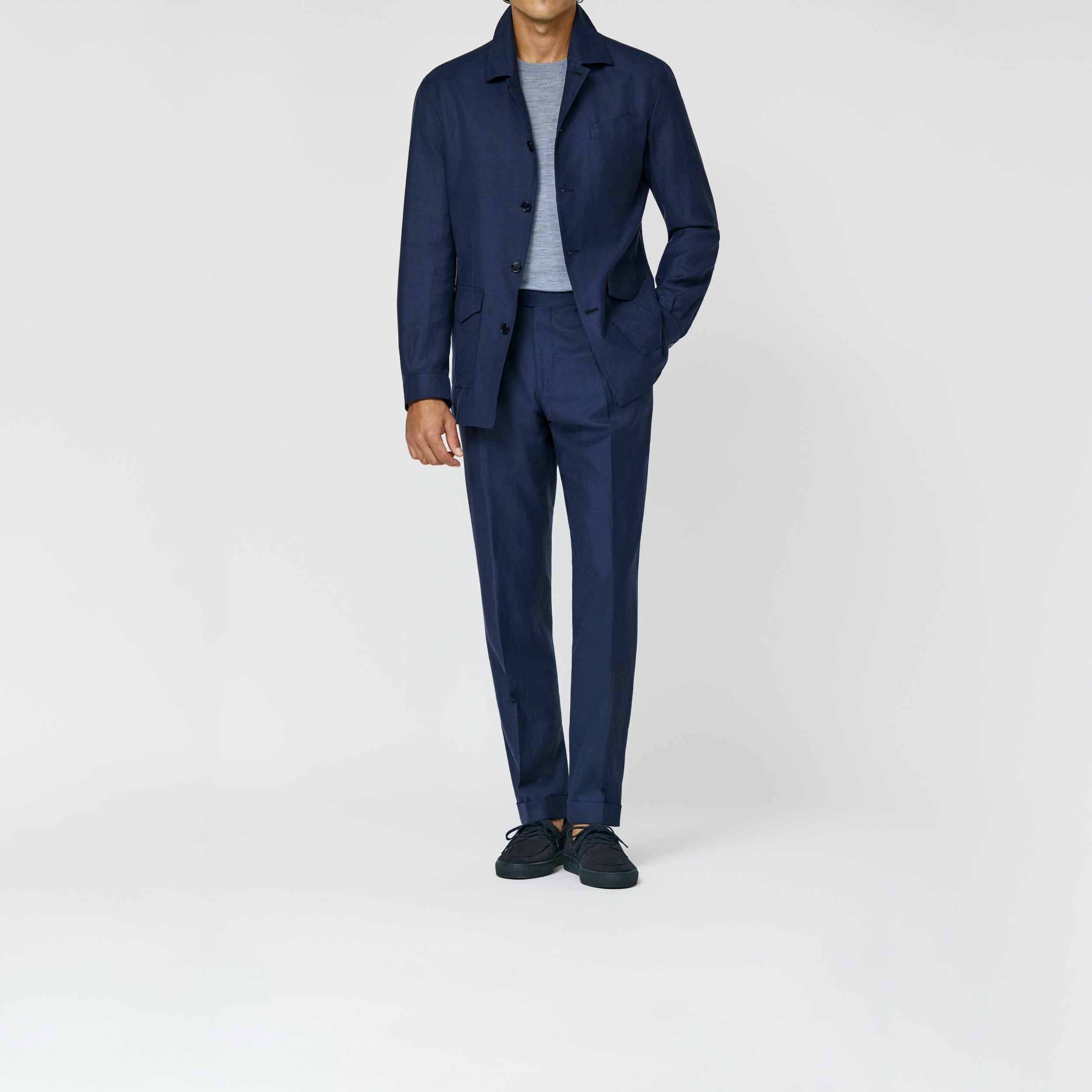 6085 Loro Piana d. blue linen-wool-silk sharkskin