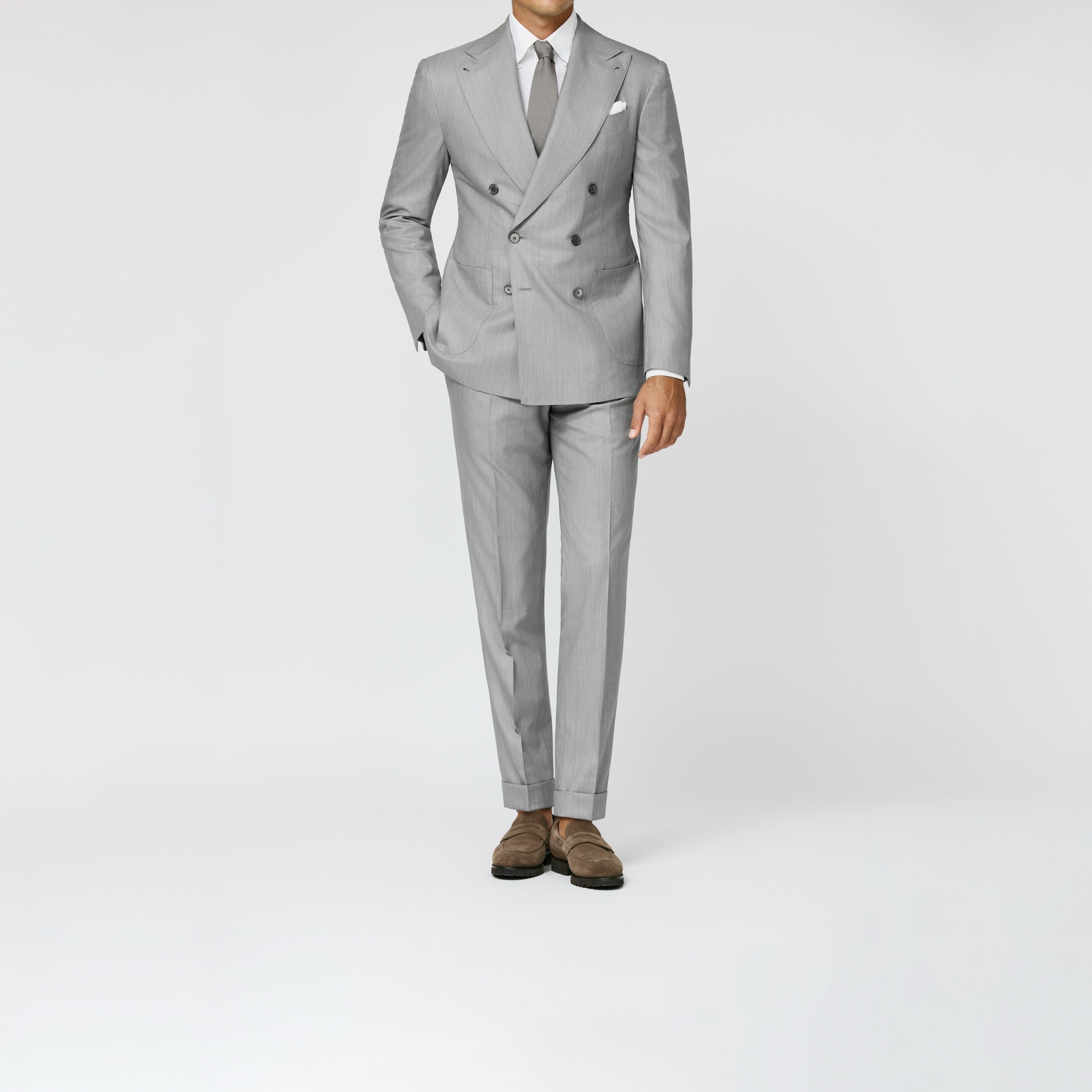 6089 smoke grey melange S130 wool twill