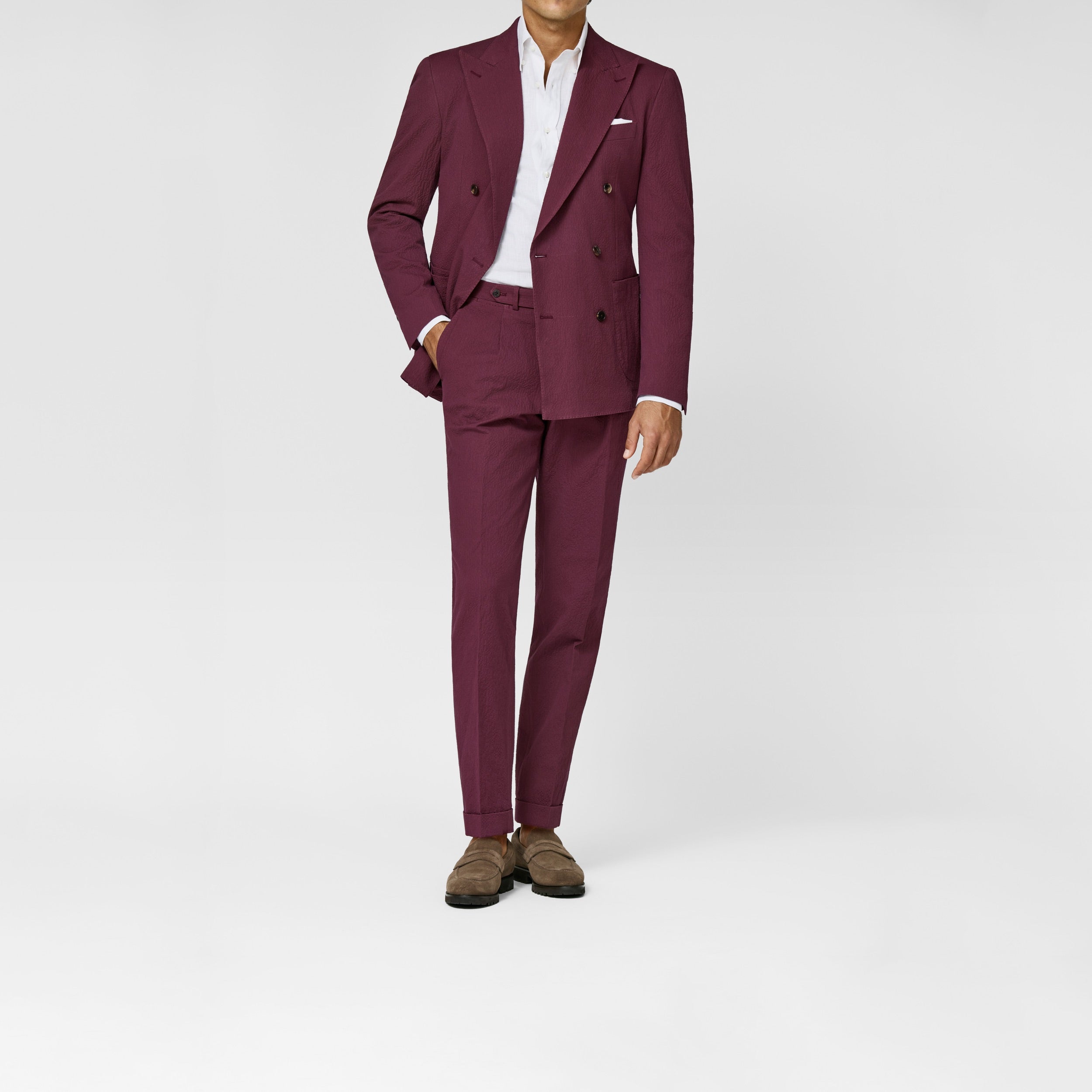 SEERS005 autumn red stretch cotton seersucker