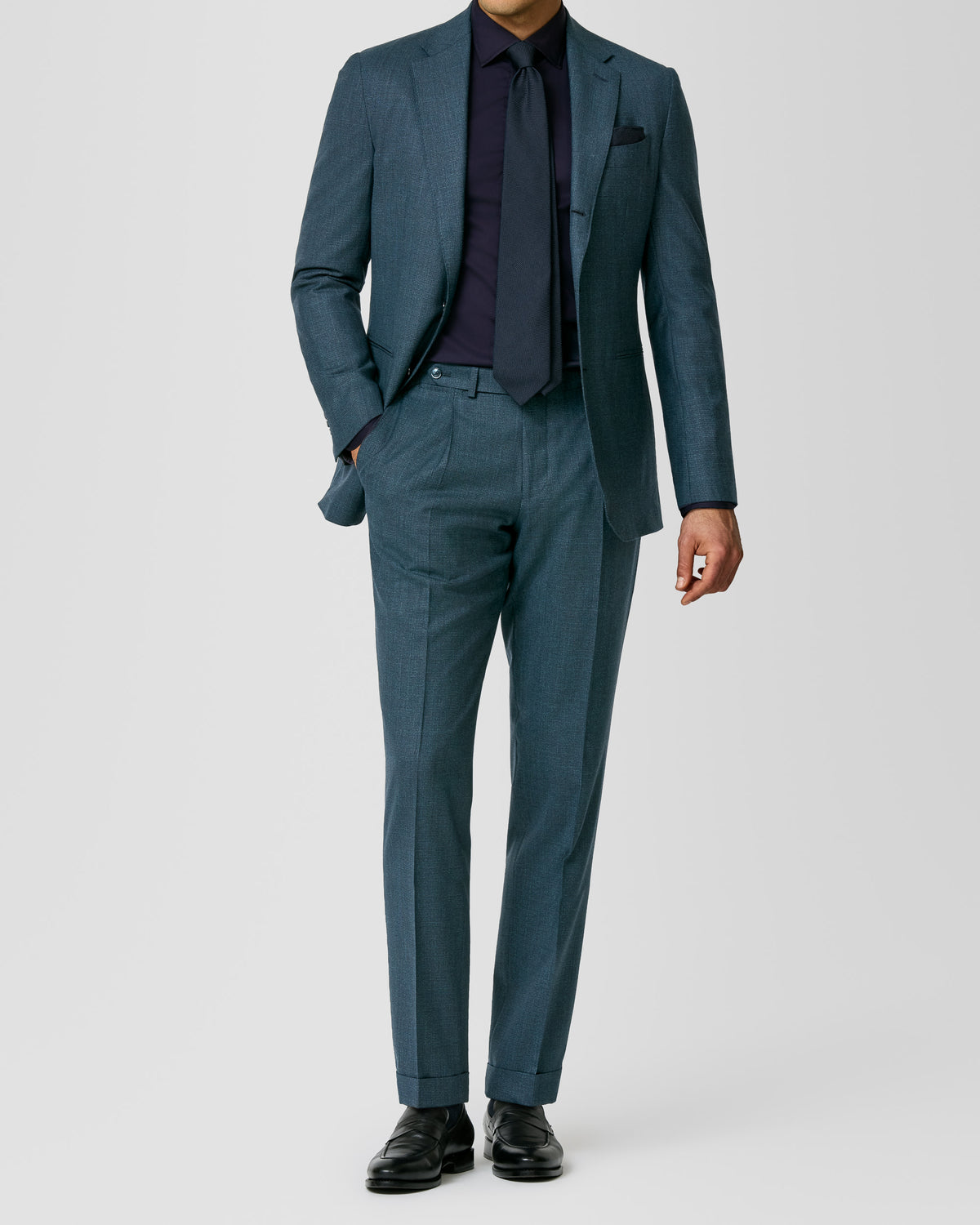 6105 petrol-midnight blue natural stretch wool micro-effect - cordes-sons.com