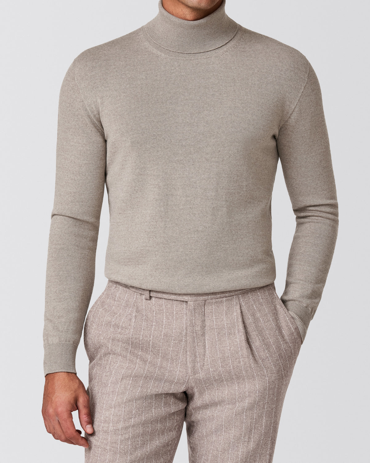 TN.1.K10189 sand melange extra-fine merino knit - cordes-sons.com