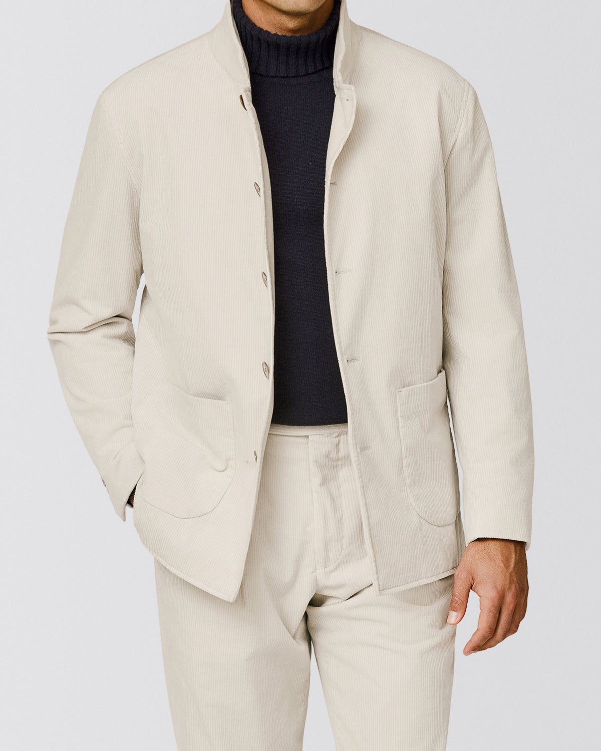 6090 greige stretch cotton corduroy jacket - cordes-sons.com
