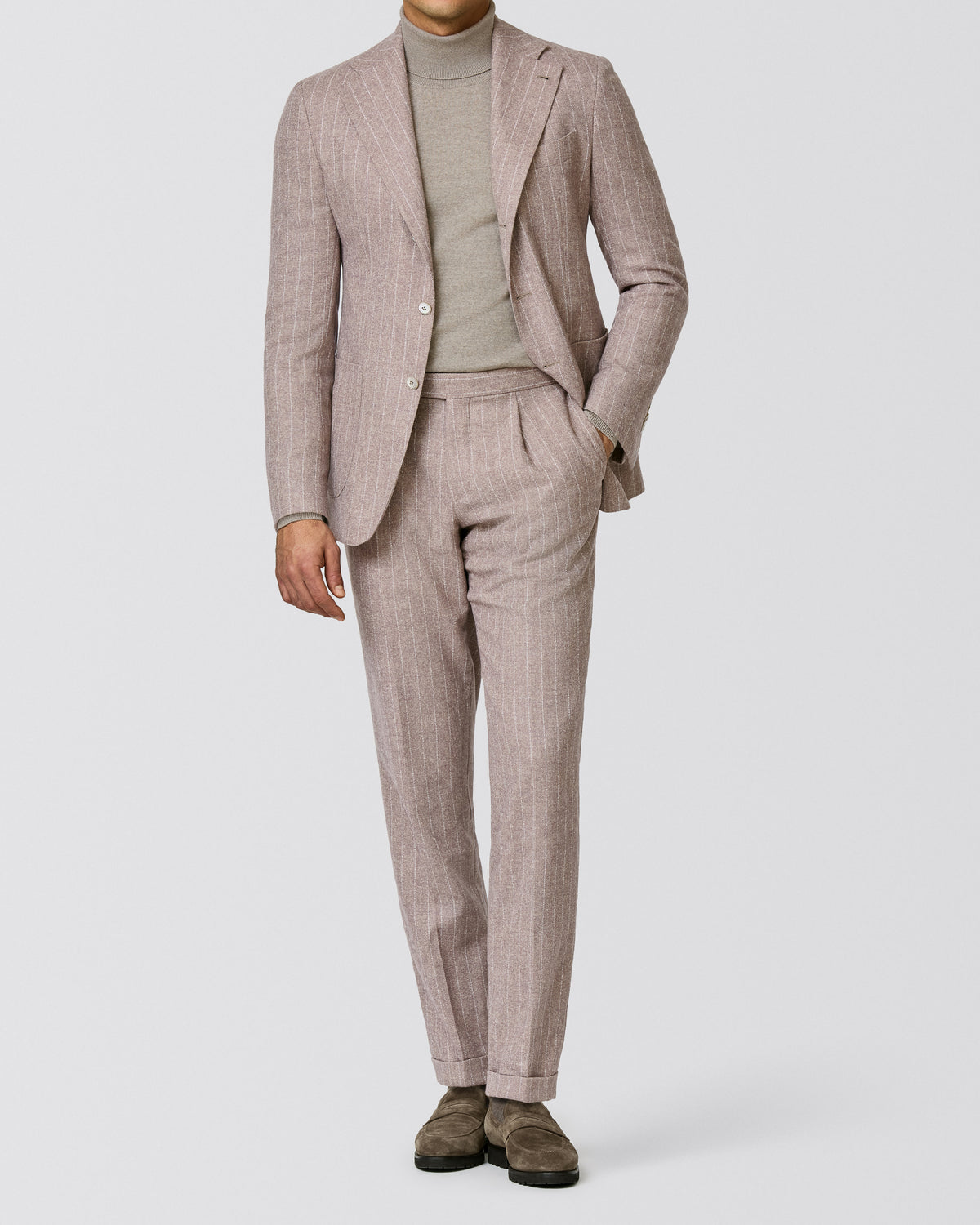 6098 pale pink stretch alpaca-wool blend with white pin stripes - cordes-sons.com