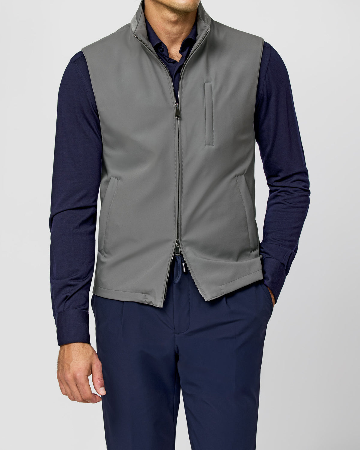 OLM006 steel grey stretch water-repellent technical fabric vest - cordes-sons.com
