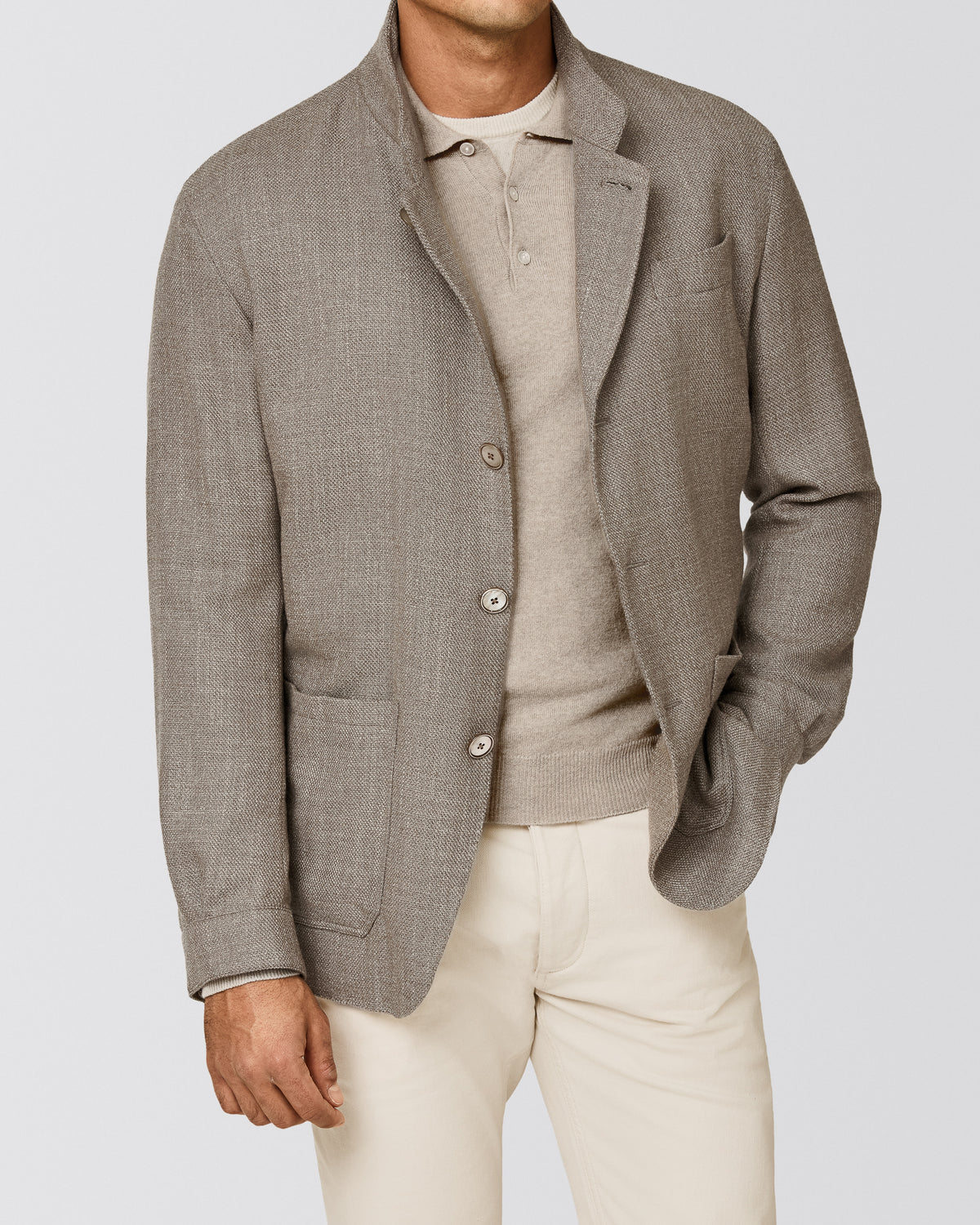 9213 beige wool-silk basketweave jacket - cordes-sons.com