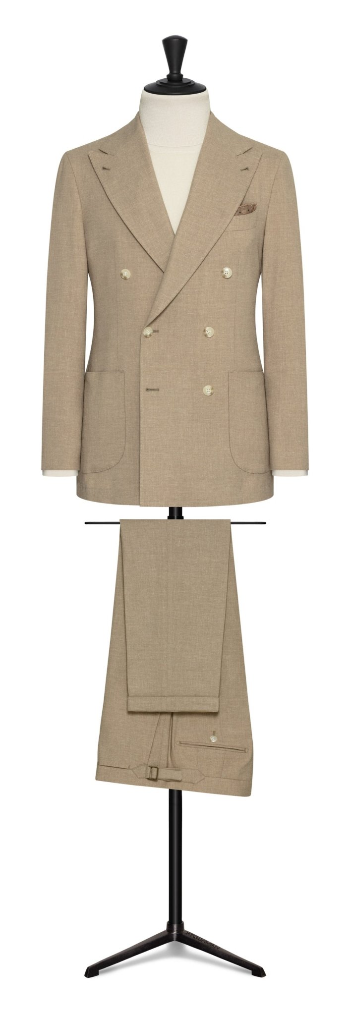 Fall / Winter 2022 Custom Suit sand melange stretch woll linen blend by Carlo Barbera - cordes - sons.com