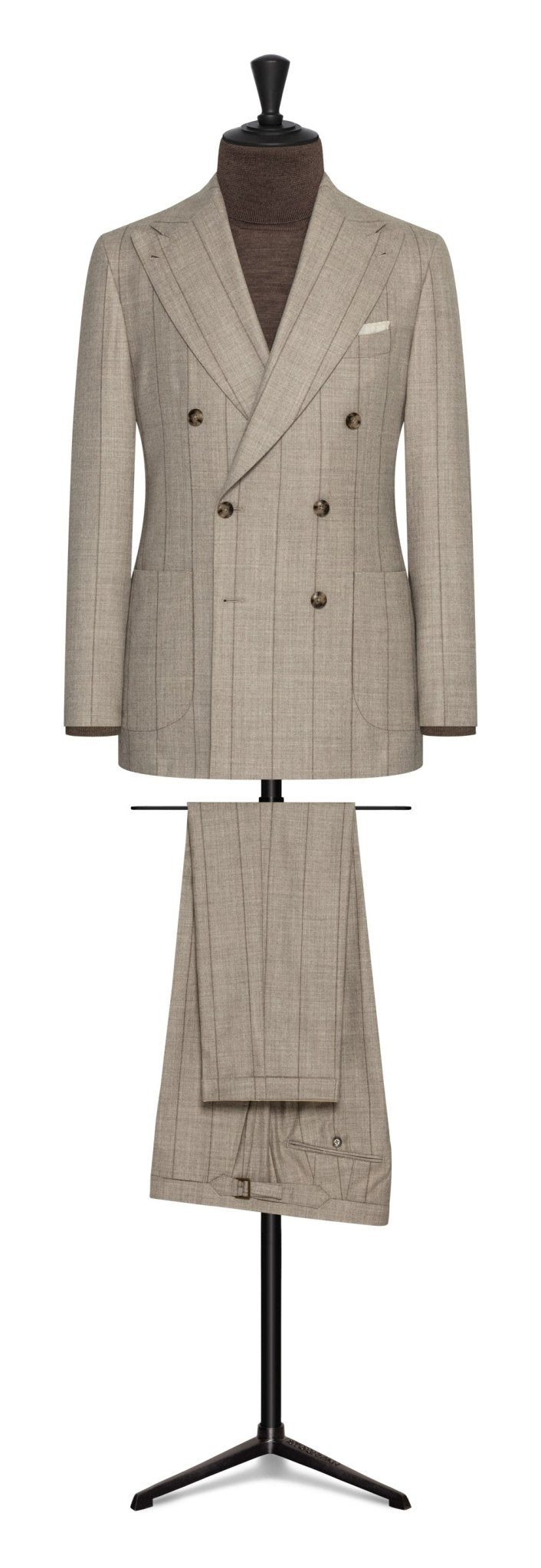 Fall / Winter 2022 Custom Suit - taupe´ melange s120 wool with latte stripe by LORO PIANA - cordes - sons.com