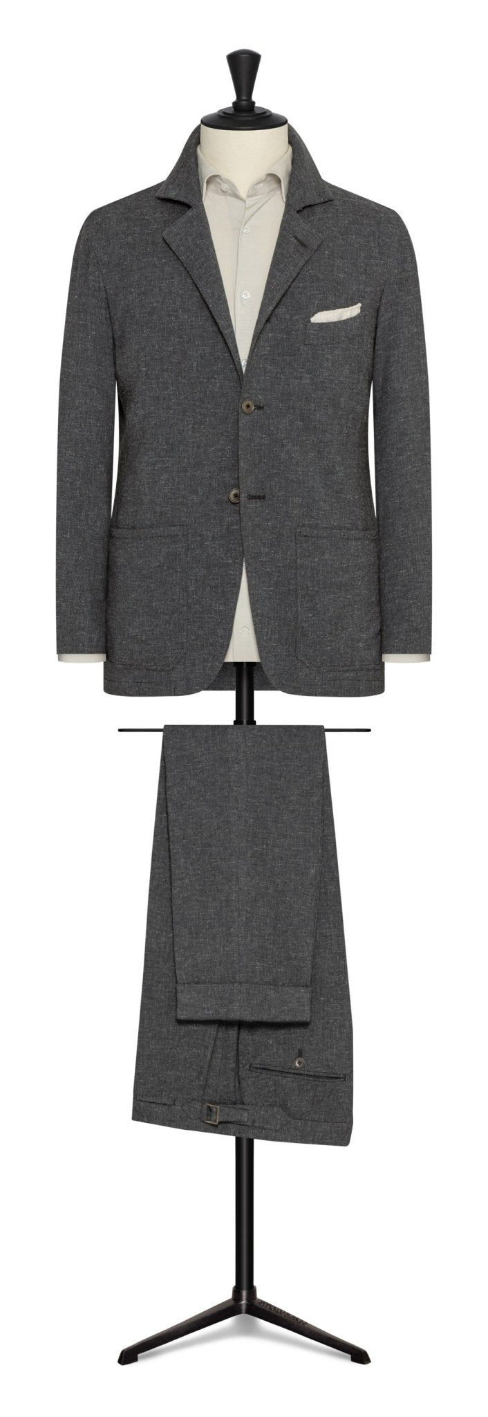 Fall / Winter 2022 Informal Custom Suit - grey melange stretch wool - linen blend by CARLO BARBERA - cordes - sons.com