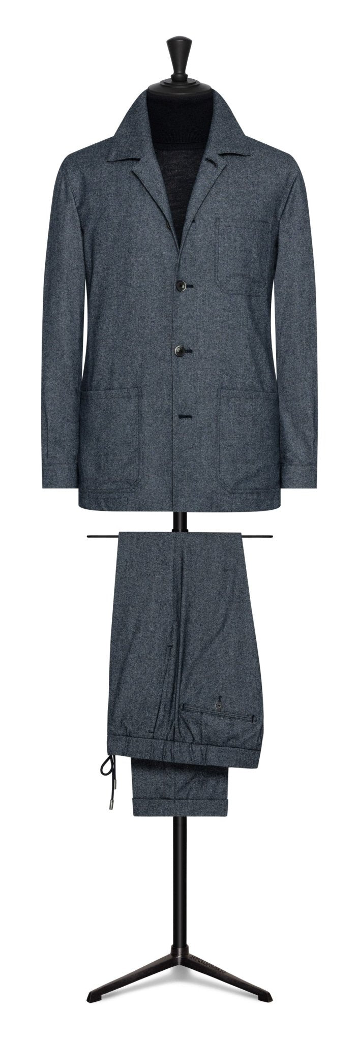 Fall / Winter 2022 Informal Custom Suit - denim blue stretch wool - cotton - cashmere flannel by BOTTO GIUSEPPE - cordes - sons.com