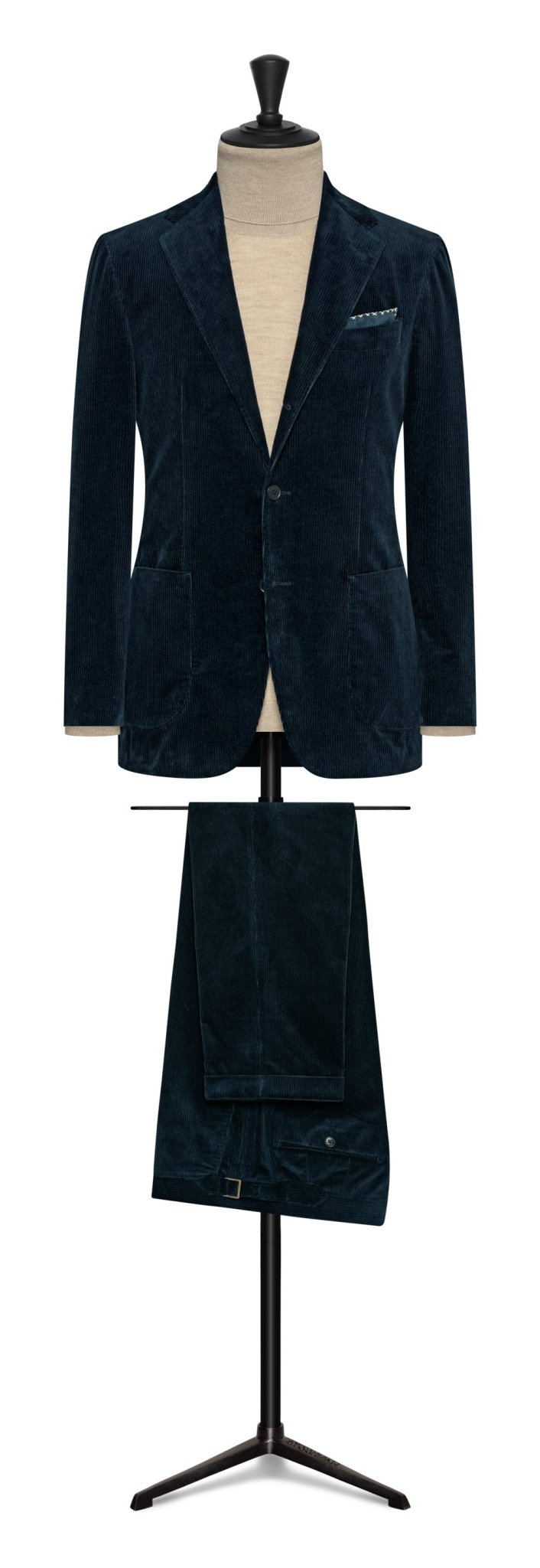Fall / Winter 2022 Custom Suit - navy blue stretch cotton corduroy by PONTOGLIO - cordes - sons.com