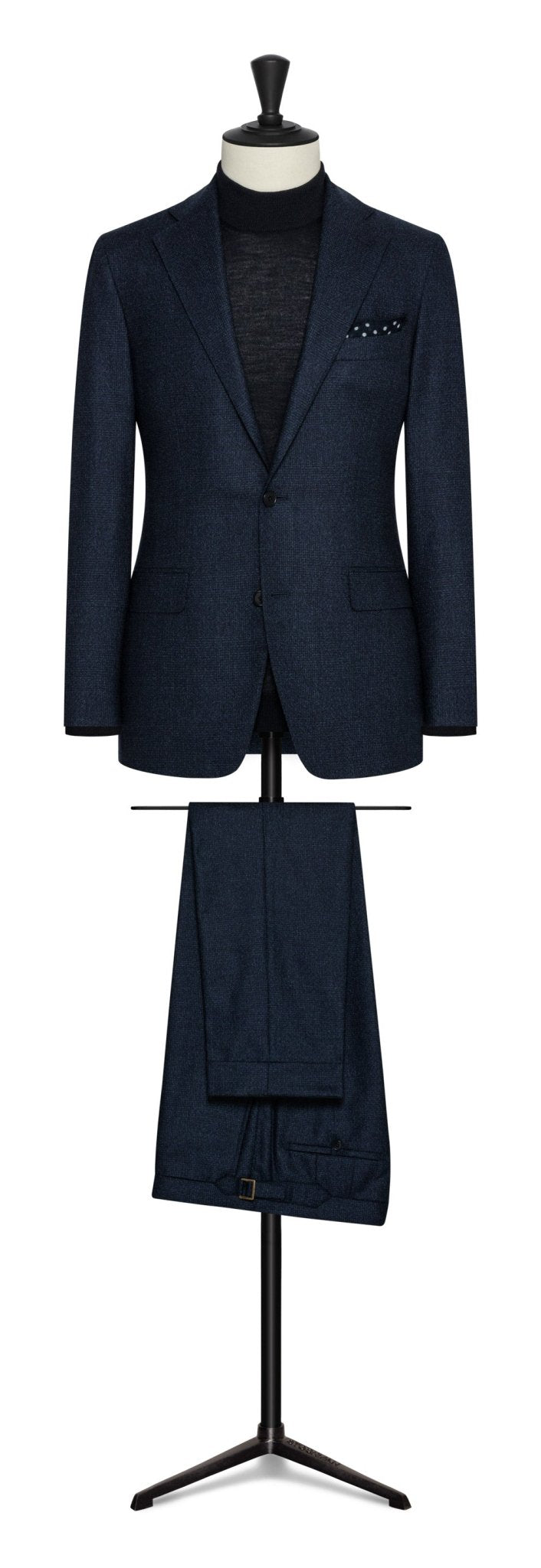 Fall / Winter 2022 Custom Suit - mixed blue s120 wool mouline´with gelncheck by LORO PIANA - cordes - sons.com