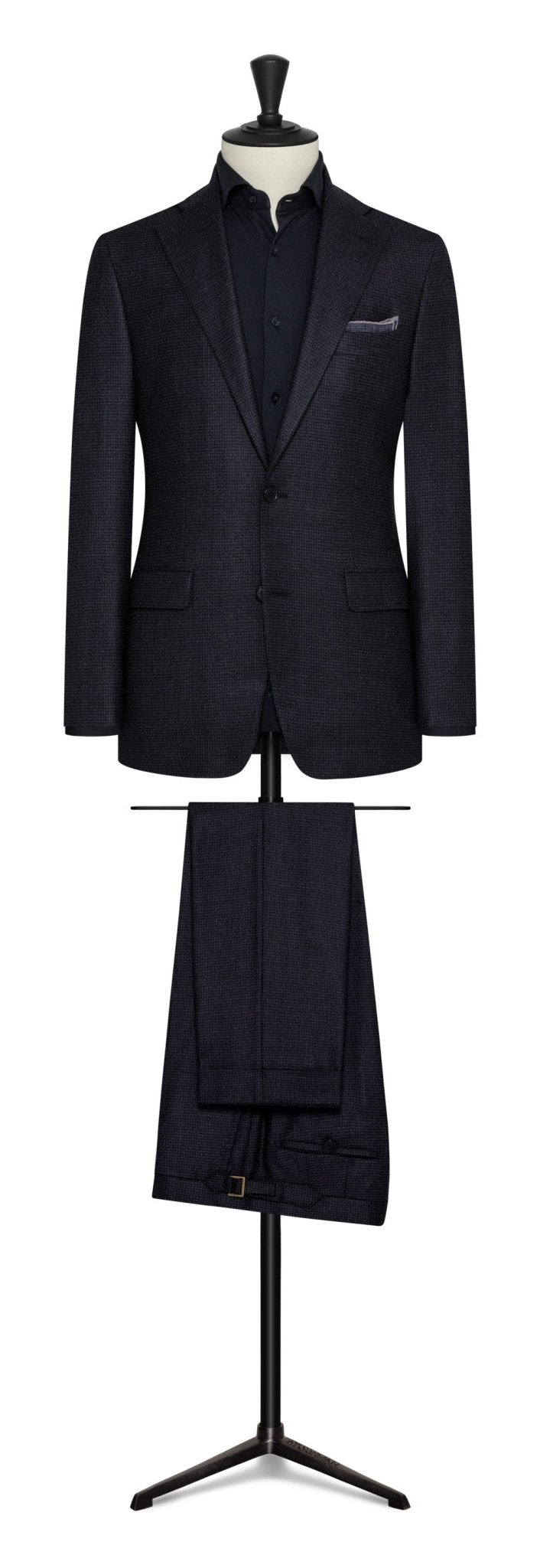 Fall / Winter 2022 Custom Suit - blue - black stretch wool vichy by Milior - cordes - sons.com