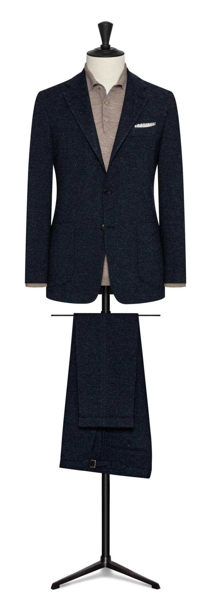 Fall / Winter 2022 Custom Suit - dark blue melange stretch wool - linen blend by Carlo Barbera - cordes - sons.com