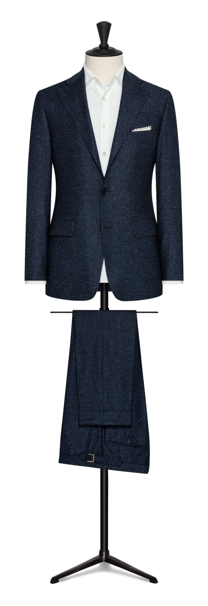 Fall / Winter 2022 Custom Suit - navy blue stretch wool - silk with speckles by Zignone - cordes - sons.com